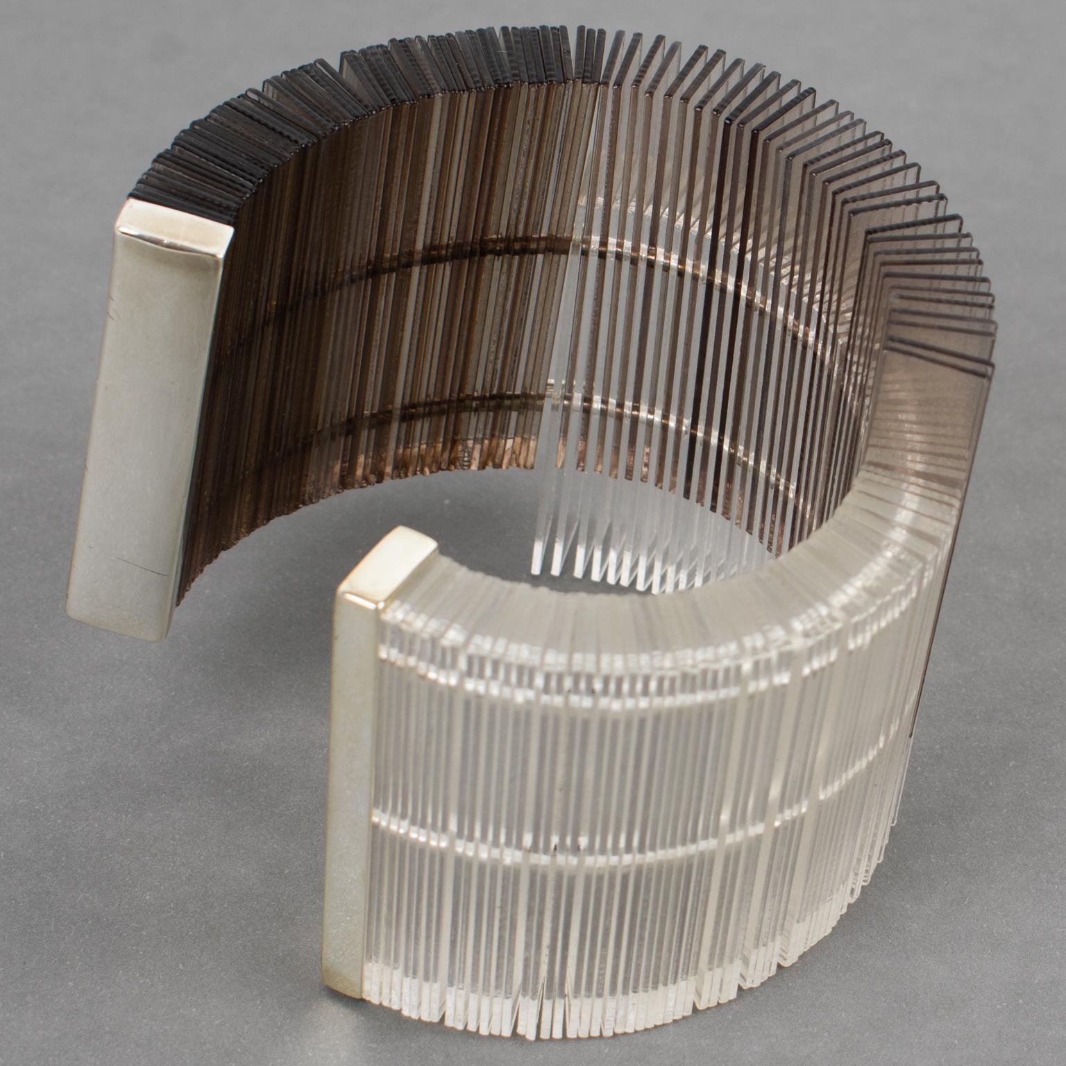Massive Sculptural Asymmetric Plexiglass Lucite Cuff Bangle Bracelet For Sale 6