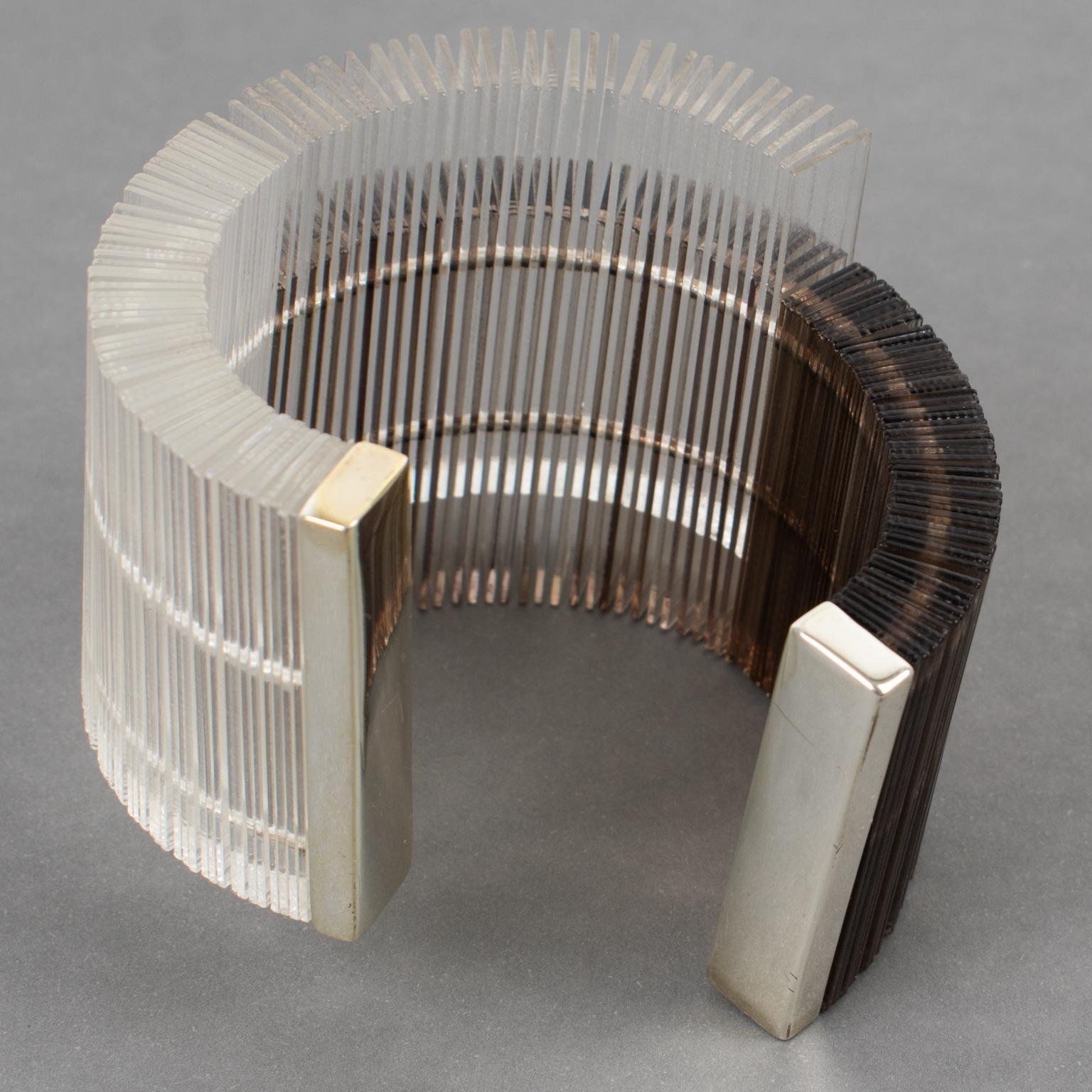 Massive Sculptural Asymmetric Plexiglass Lucite Cuff Bangle Bracelet For Sale 7