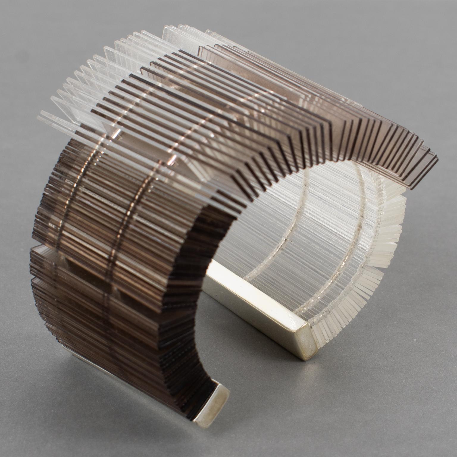Massive Sculptural Asymmetric Plexiglass Lucite Cuff Bangle Bracelet For Sale 10