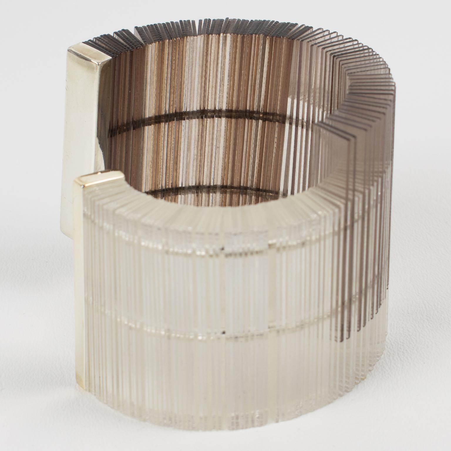 Massive Sculptural Asymmetric Plexiglass Lucite Cuff Bangle Bracelet In Excellent Condition For Sale In Atlanta, GA