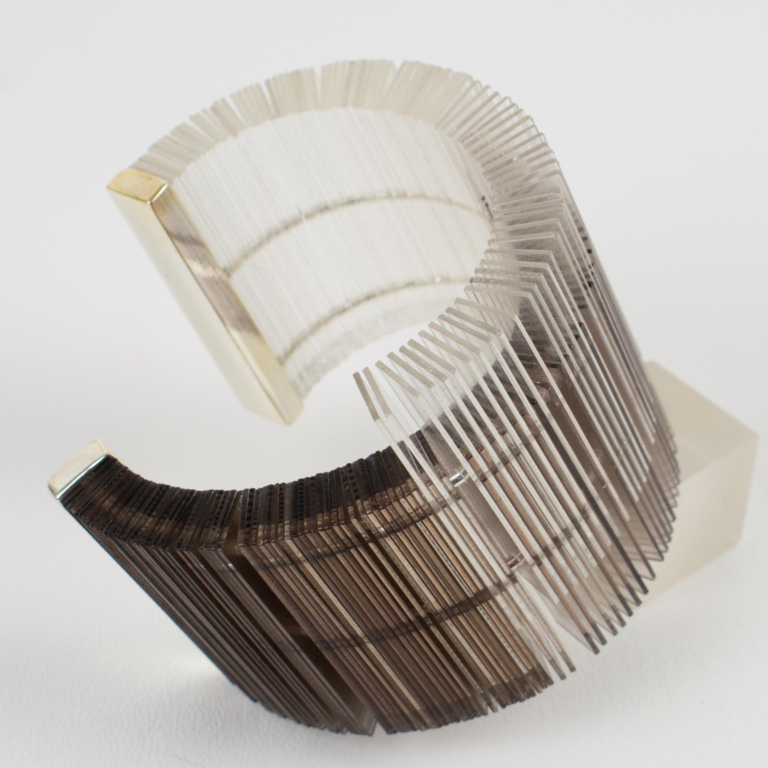Massive Sculptural Asymmetric Plexiglass Lucite Cuff Bangle Bracelet For Sale 1