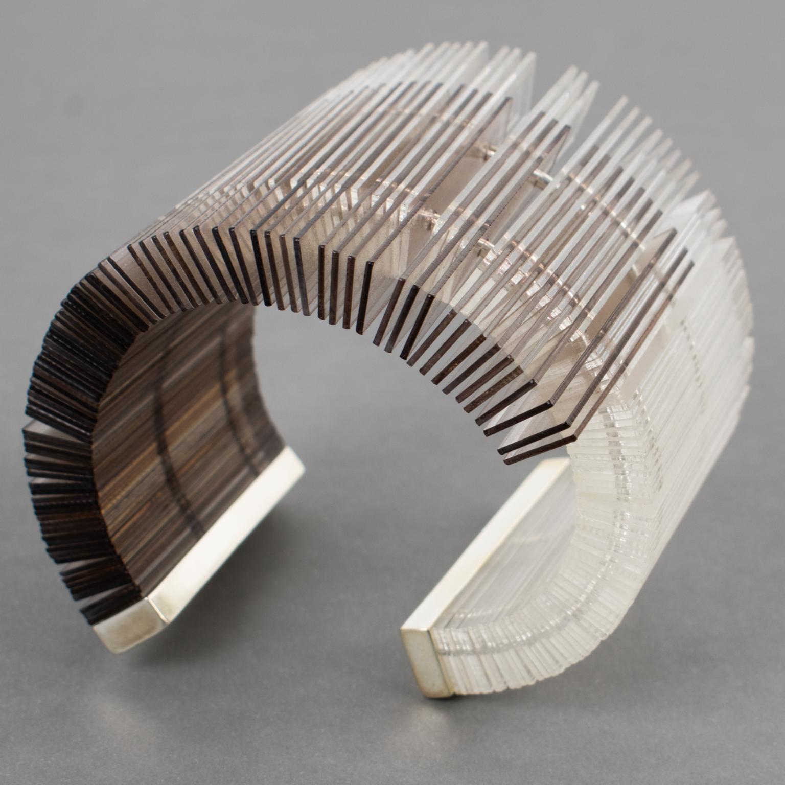 Massive Sculptural Asymmetric Plexiglass Lucite Cuff Bangle Bracelet For Sale 4