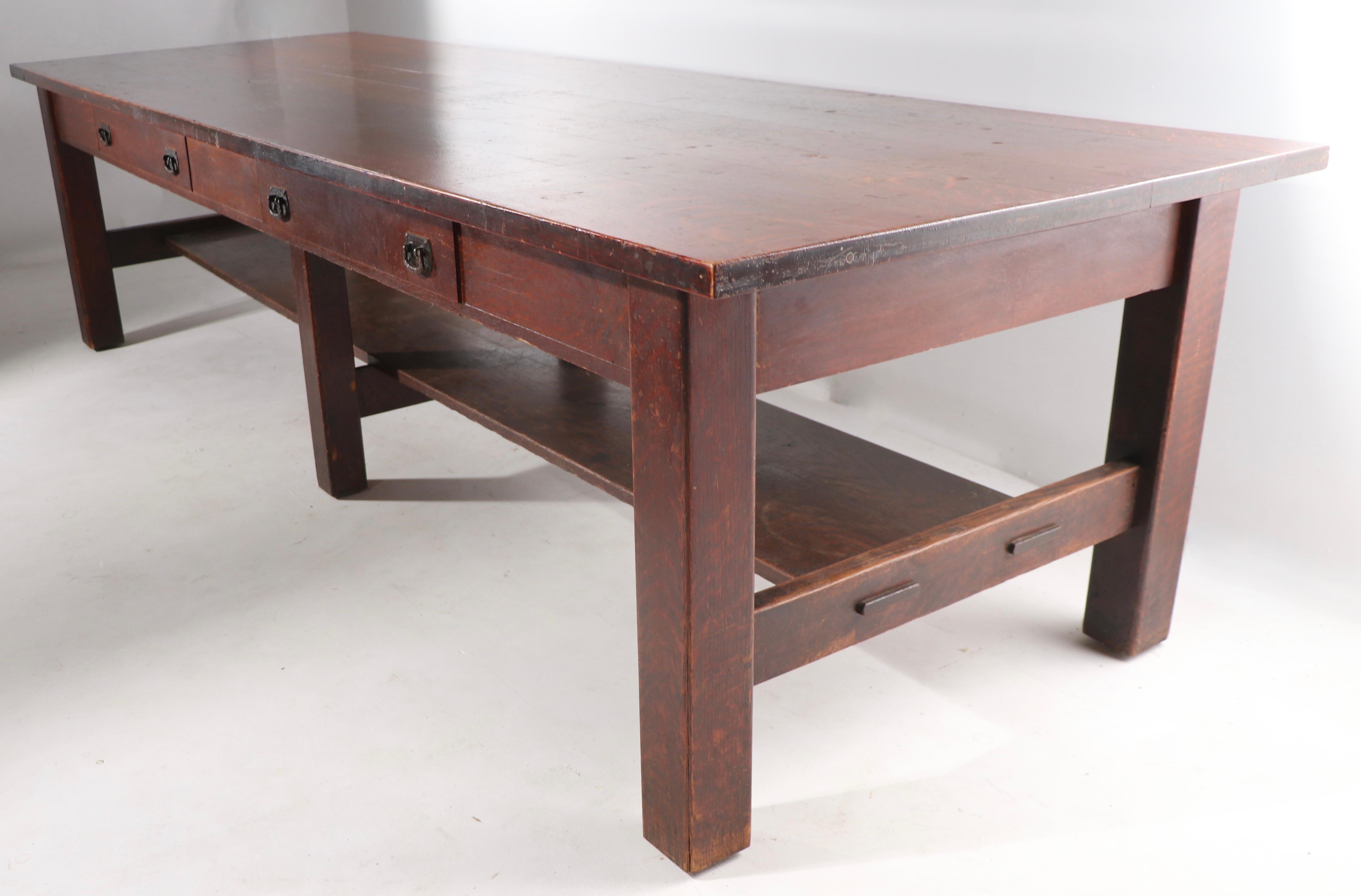 Massive Arts & Crafts Mission Oak Conference Dining Table by J. M. Young For Sale 8