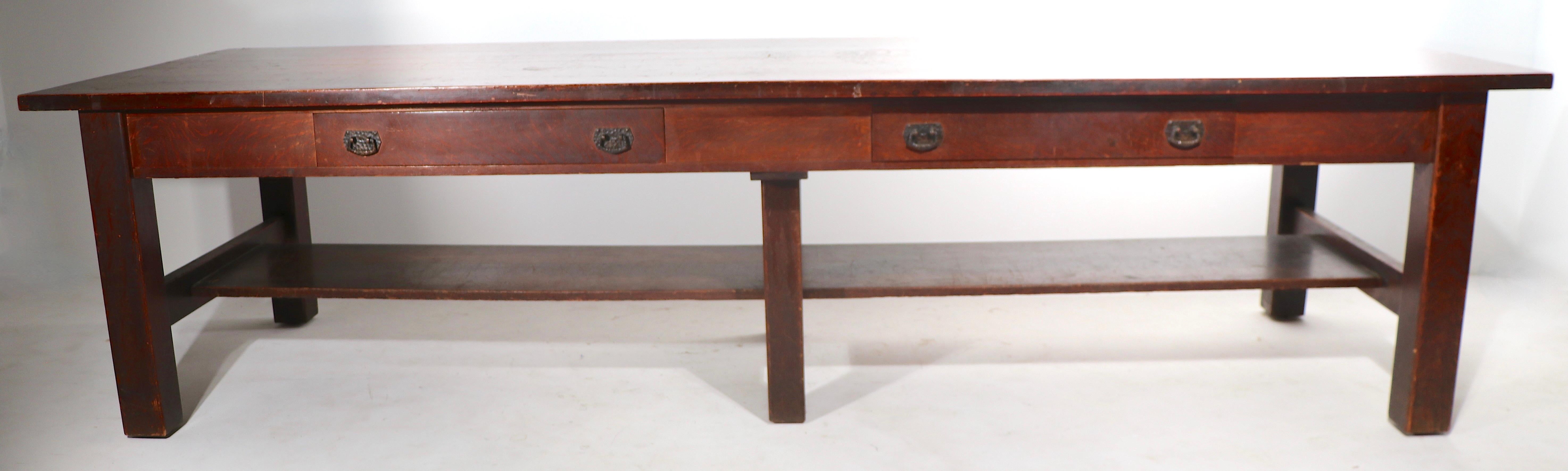Arts and Crafts Massive Arts & Crafts Mission Oak Conference Dining Table by J. M. Young For Sale