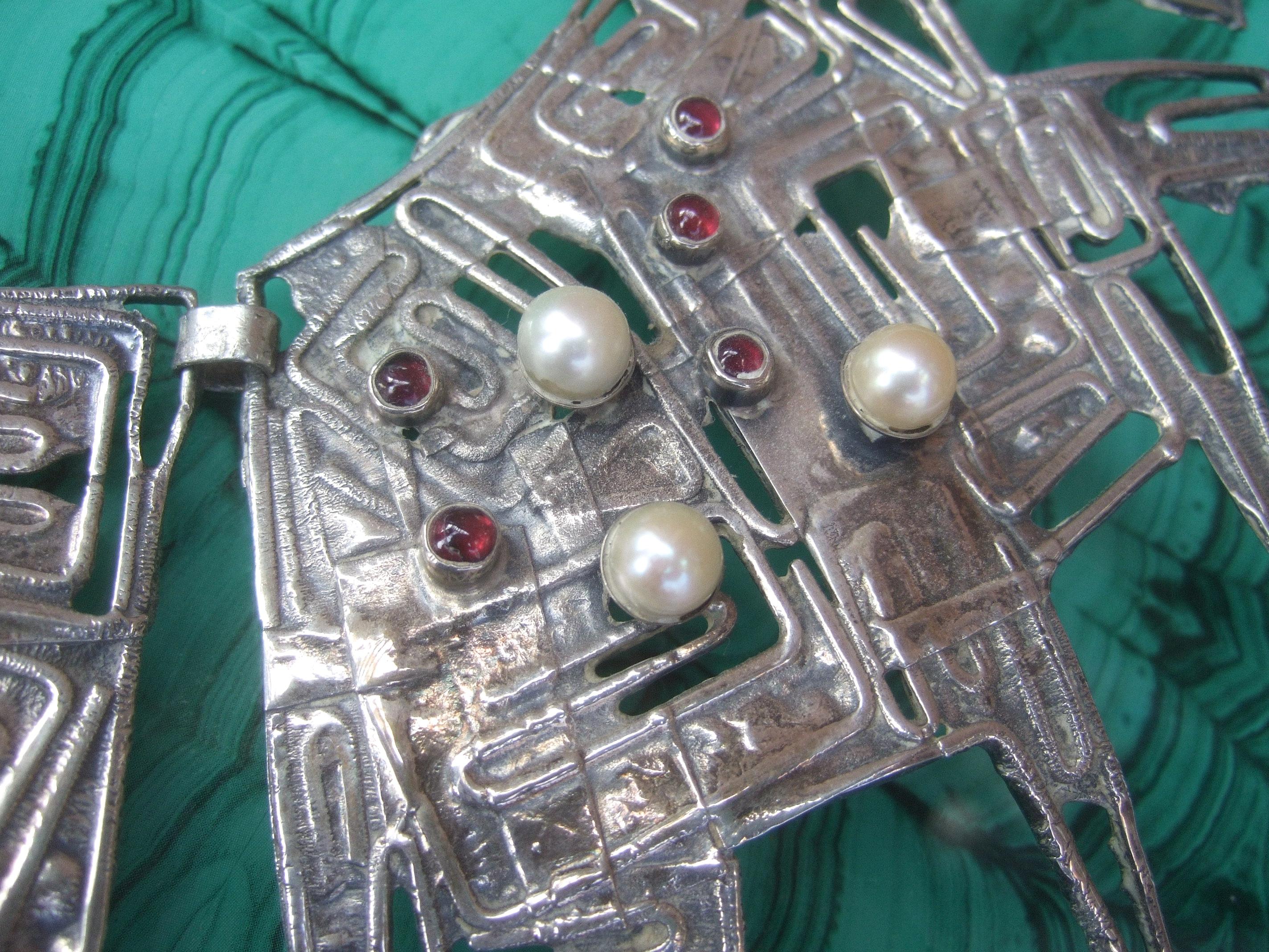 Massive Avant garde Sterling Silver Brutalist Statement Necklace by Rachel Gera  For Sale 4