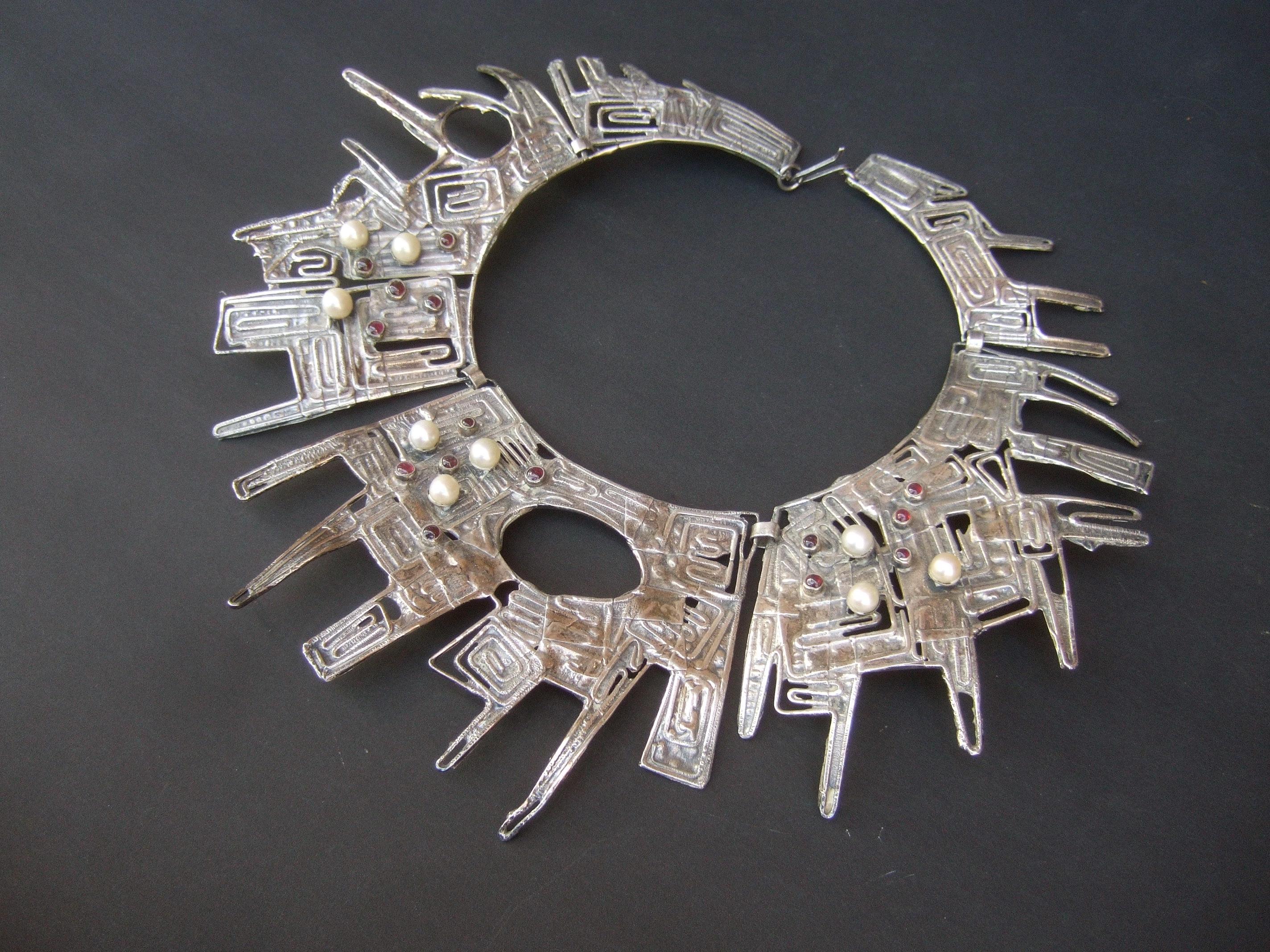 Massive Avant garde Sterling Silver Brutalist Statement Necklace by Rachel Gera  For Sale 5