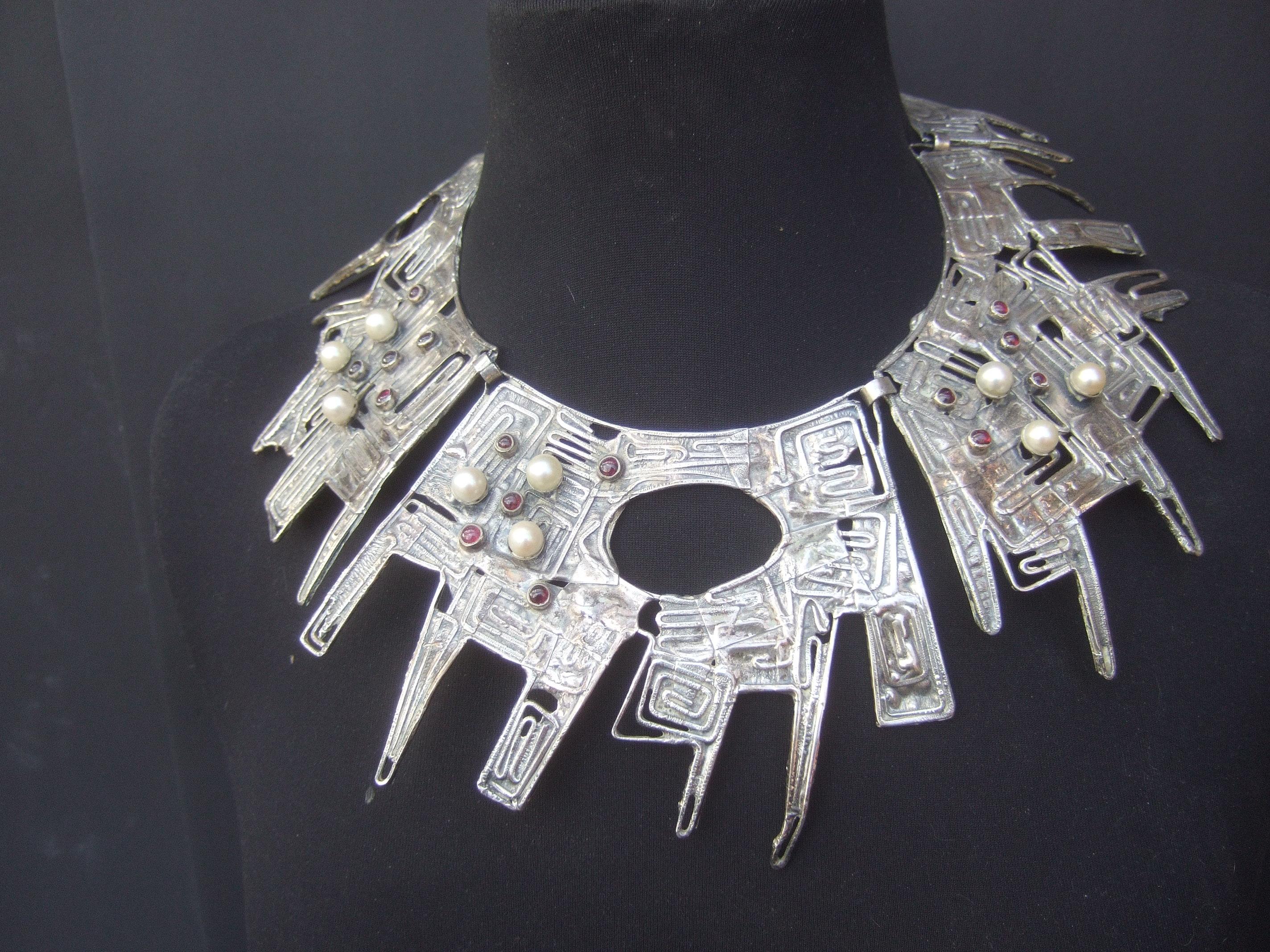 Massive Avant garde Sterling Silver Brutalist Statement Necklace by Rachel Gera  For Sale 10