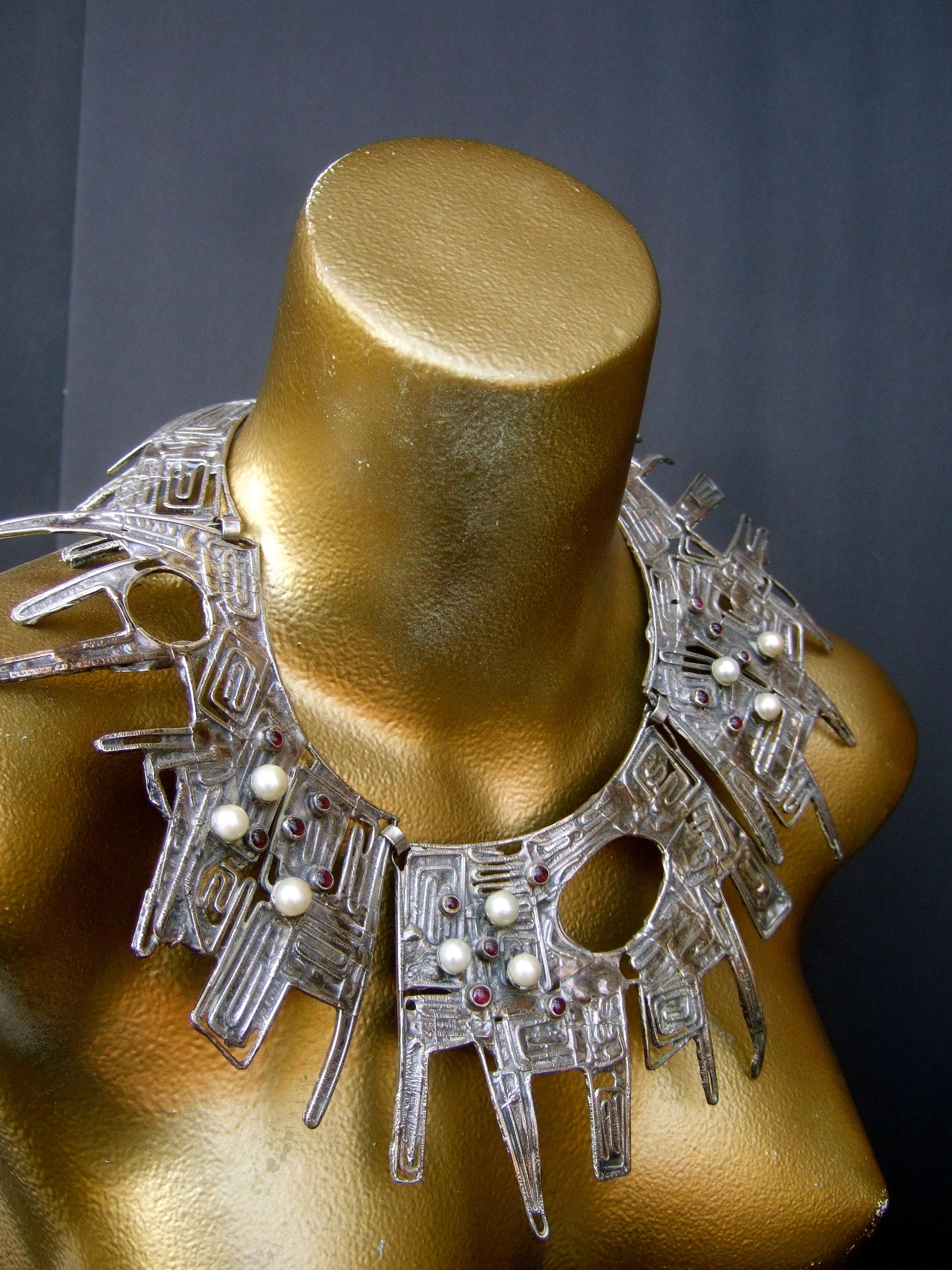 Massive Avant garde Sterling Silver Brutalist Statement Necklace by Rachel Gera  For Sale 11