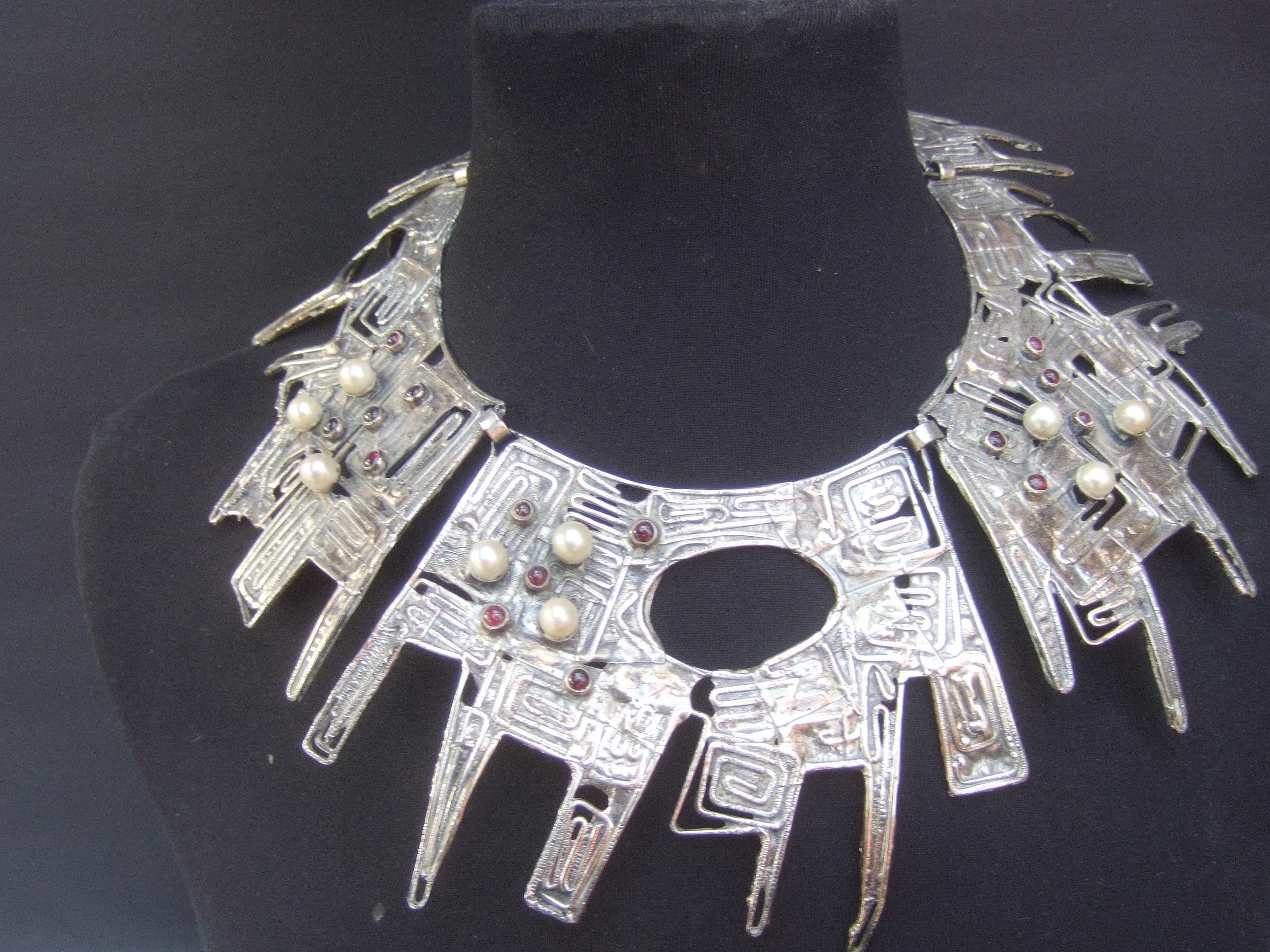 Women's Massive Avant garde Sterling Silver Brutalist Statement Necklace by Rachel Gera  For Sale