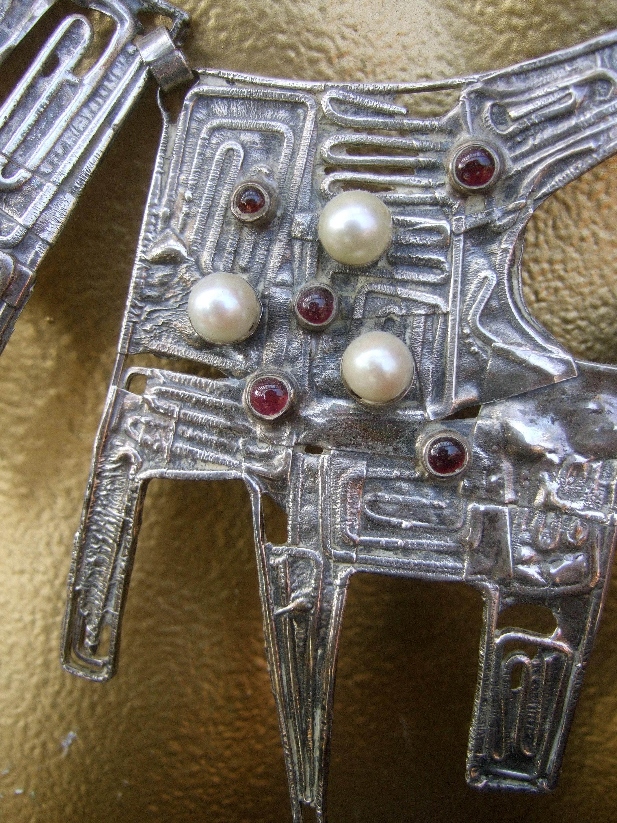 Massive Avant garde Sterling Silver Brutalist Statement Necklace by Rachel Gera  For Sale 1