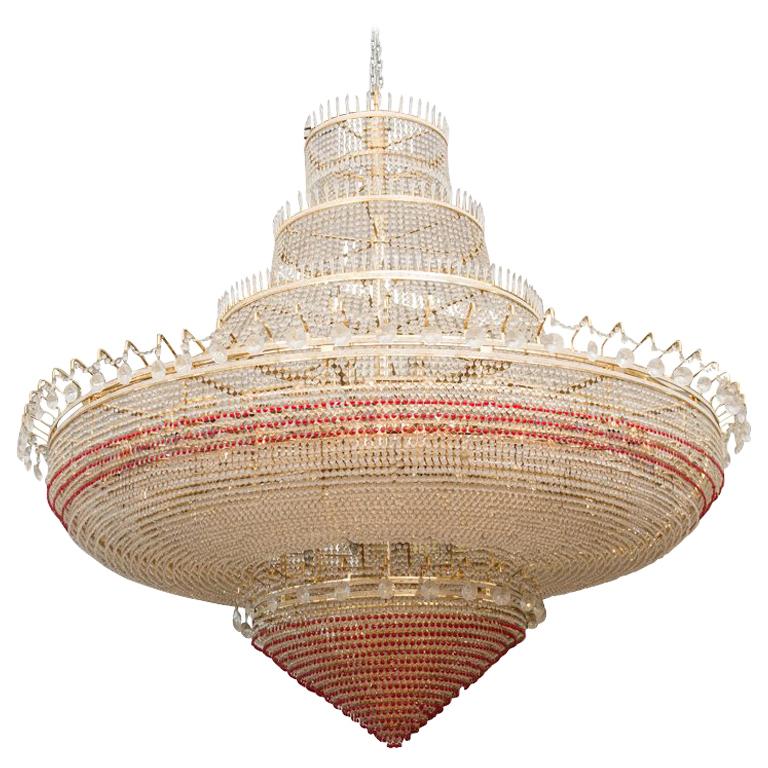 Massive Ball Room Red And White Crystal Brass Chandelier For Massive Ball Room Red And White Crystal Brass Chandelier For