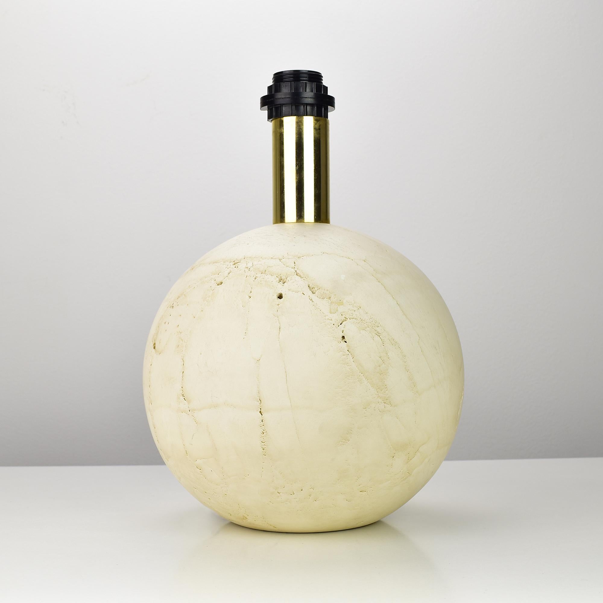 Massive Ball Sphere Travertine Marble Table Lamp Base Italy 1960s For Sale 3