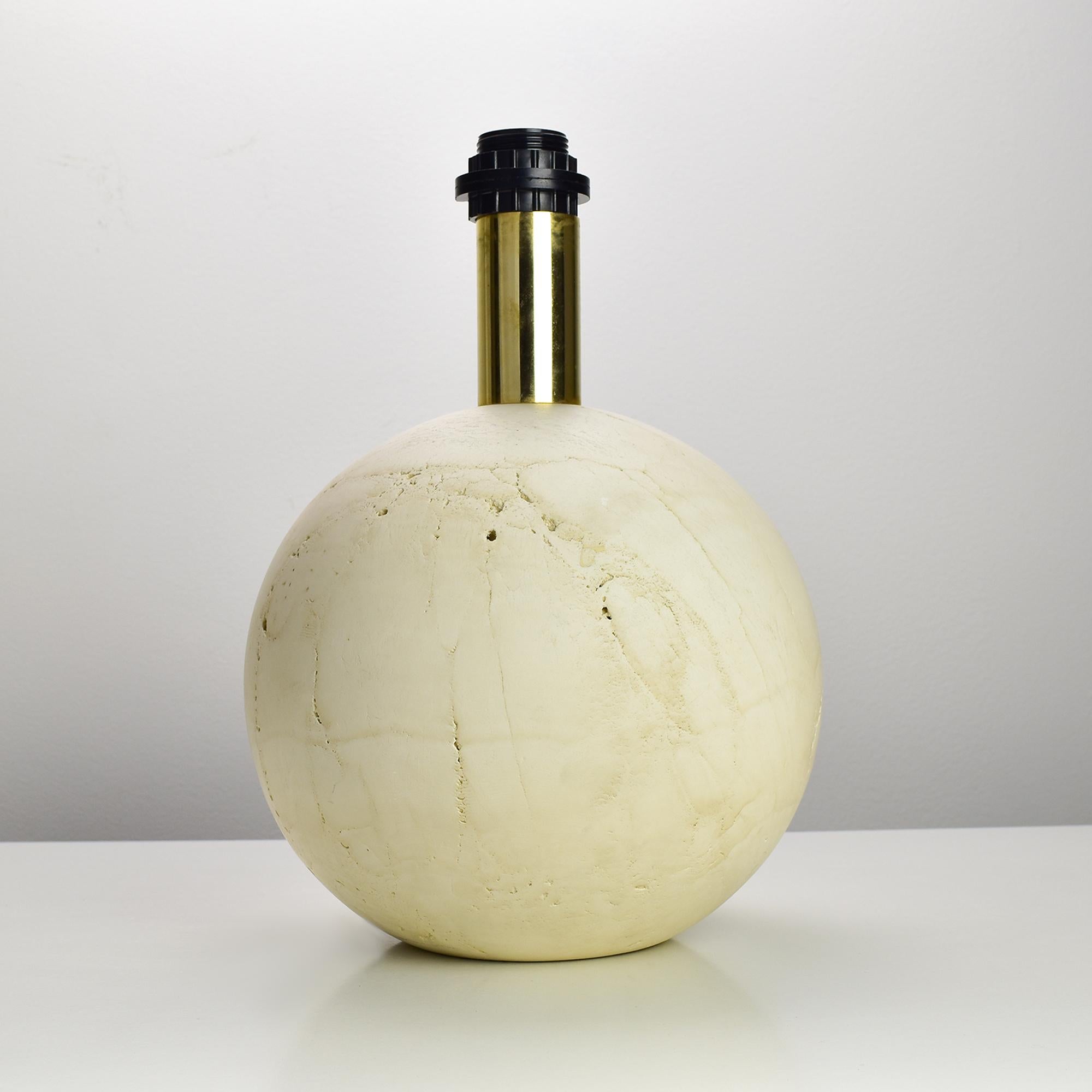 Massive Ball Sphere Travertine Marble Table Lamp Base Italy 1960s For Sale 4