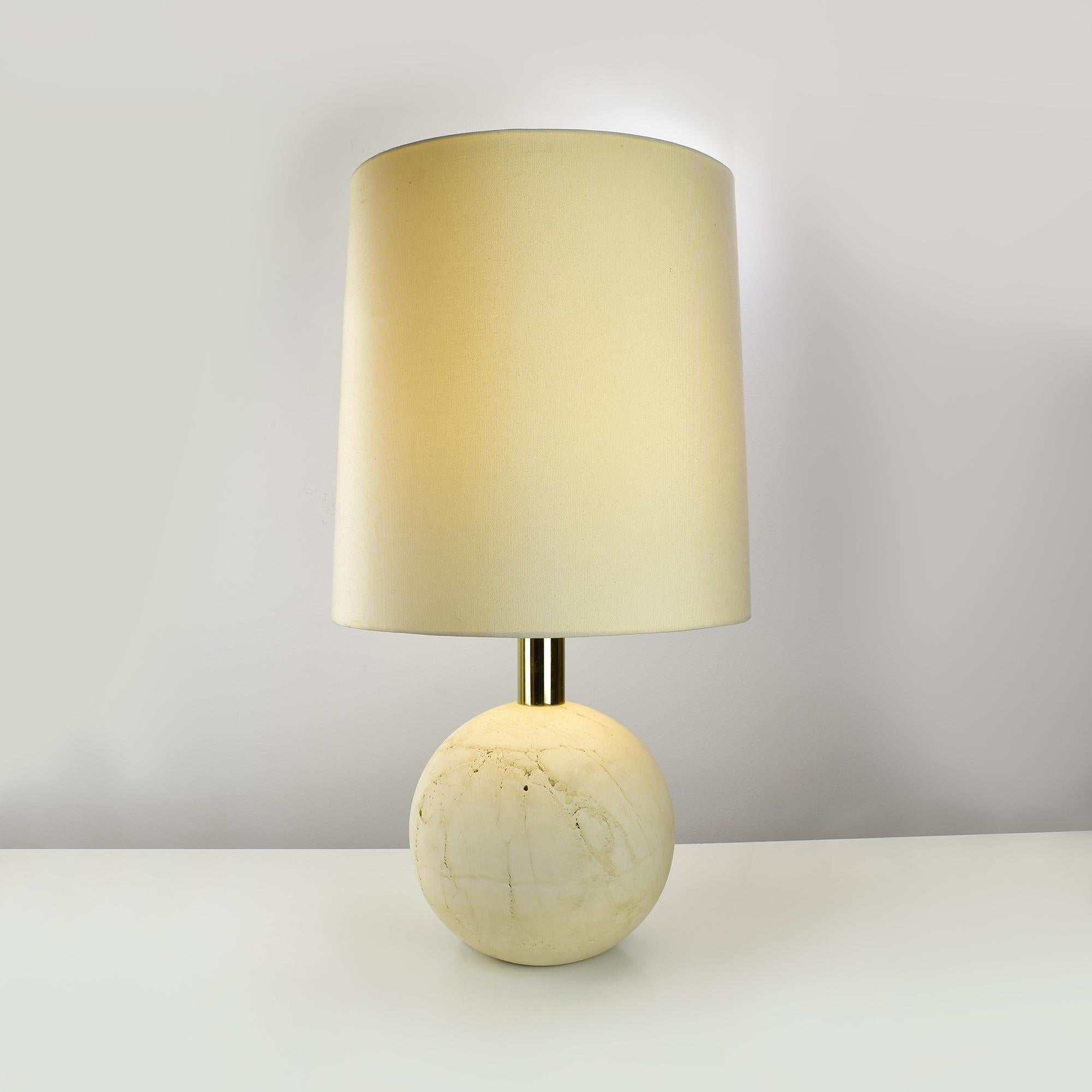 Massive Ball Sphere Travertine Marble Table Lamp Base Italy 1960s For Sale 5
