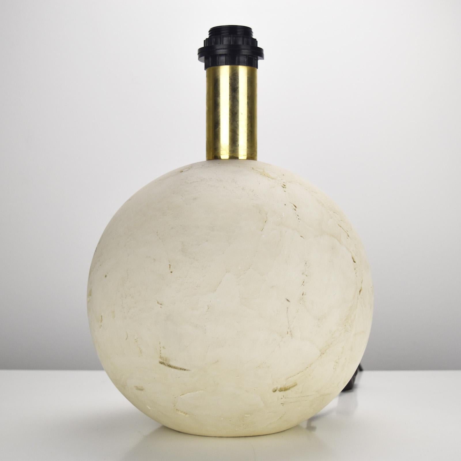 Mid-Century Modern Massive Ball Sphere Travertine Marble Table Lamp Base Italy 1960s For Sale