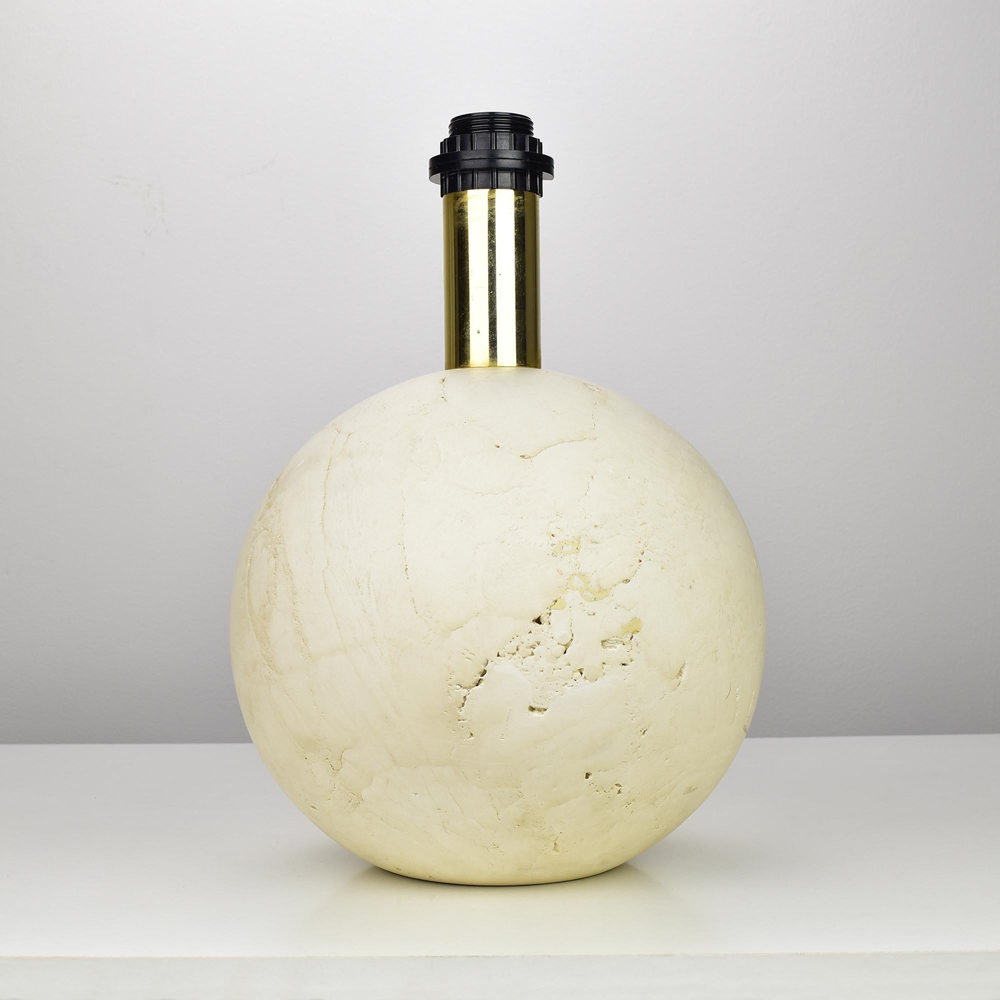 Massive Ball Sphere Travertine Marble Table Lamp Base Italy 1960s In Good Condition For Sale In Bad Säckingen, DE