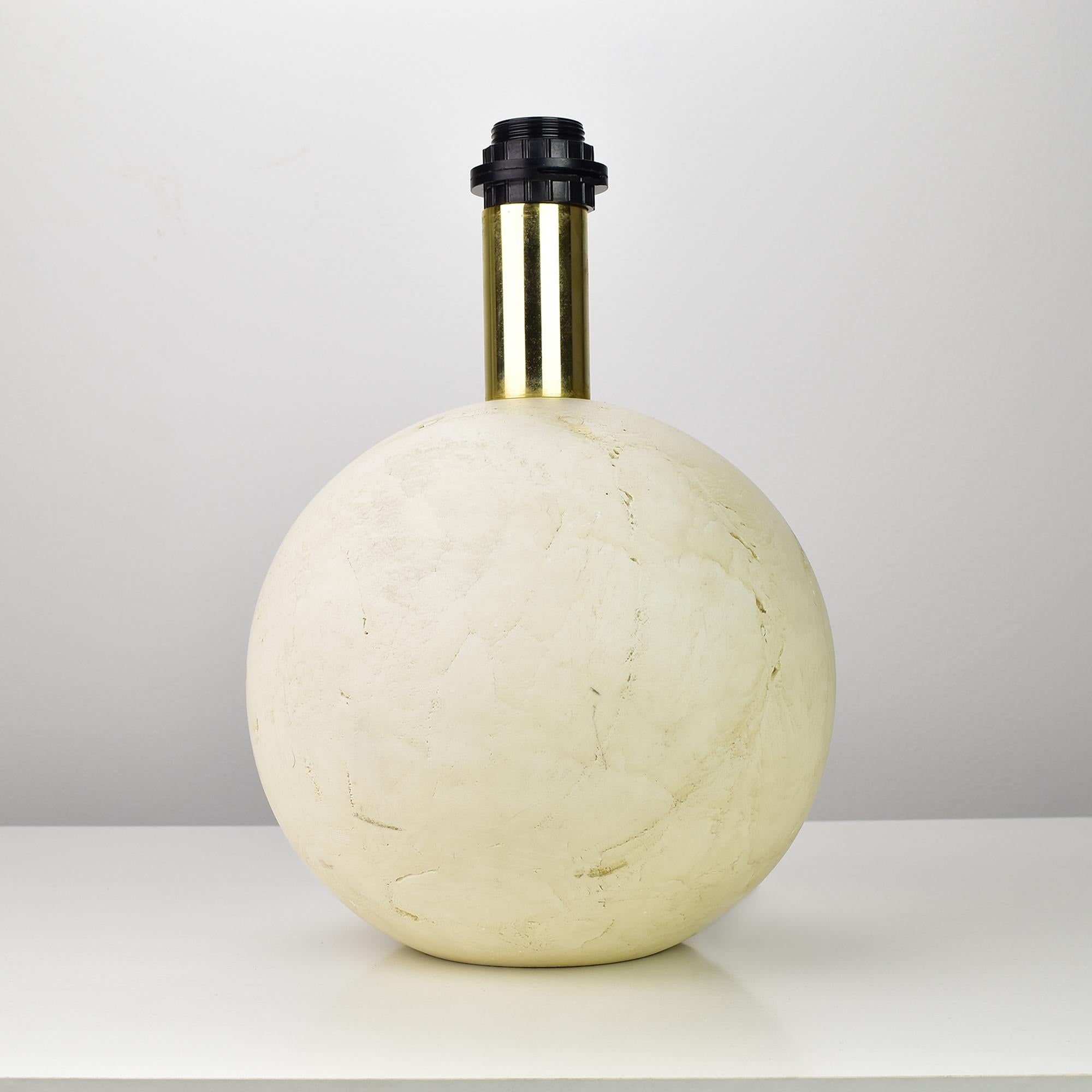 Mid-20th Century Massive Ball Sphere Travertine Marble Table Lamp Base Italy 1960s For Sale