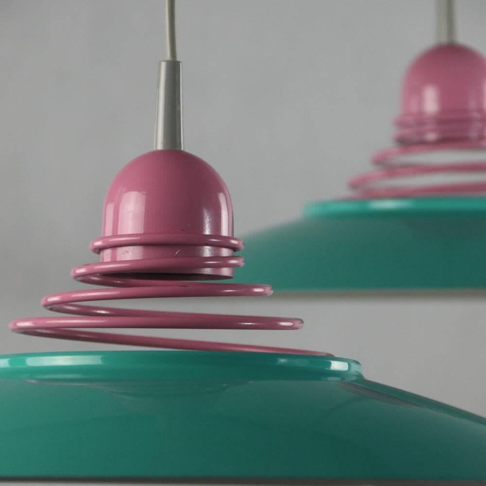 Mid-20th Century Massive Belgium Pop Art Style Pink-Turquoise Ceiling Lamp