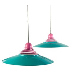 Massive Belgium Pop Art Style Pink-Turquoise Ceiling Lamp