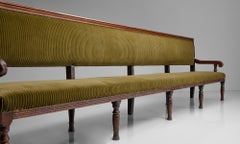 Massive Billiard Room Bench in Wide Wale Velvet Corduroy, England, Circa 1880