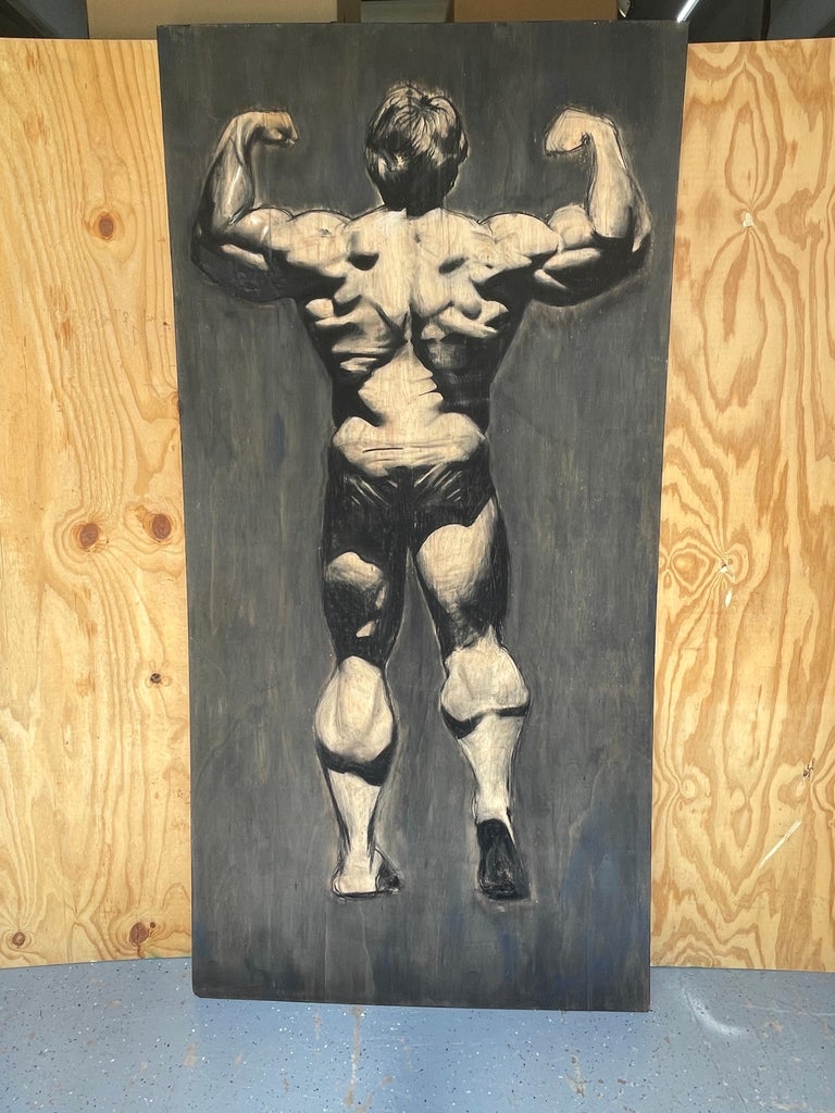 Massive Black and White Painting of Arnold Schwarzenegger's 'Back