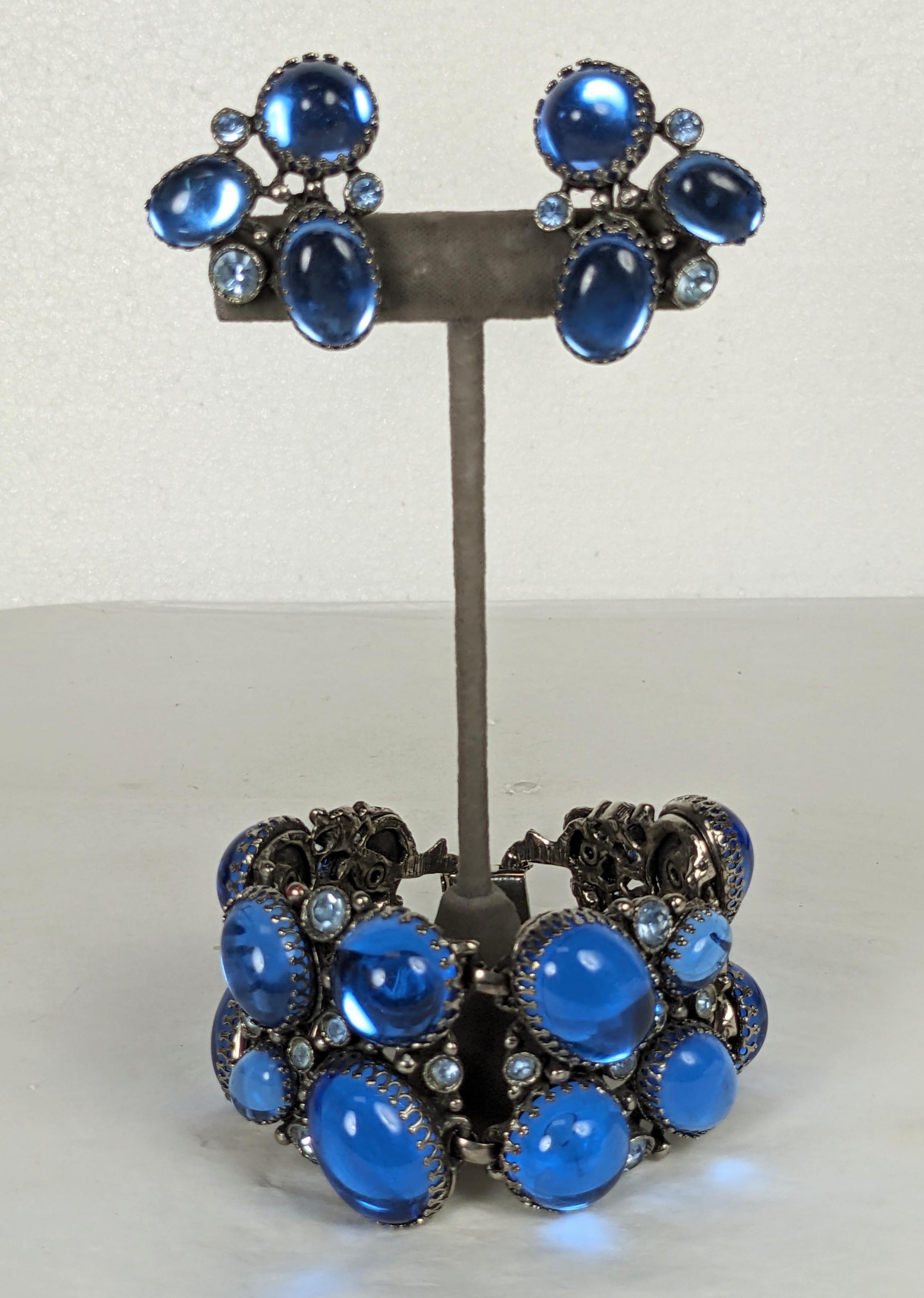 Women's or Men's Massive Blue Cabochon Jeweled Suite 1950's.  For Sale