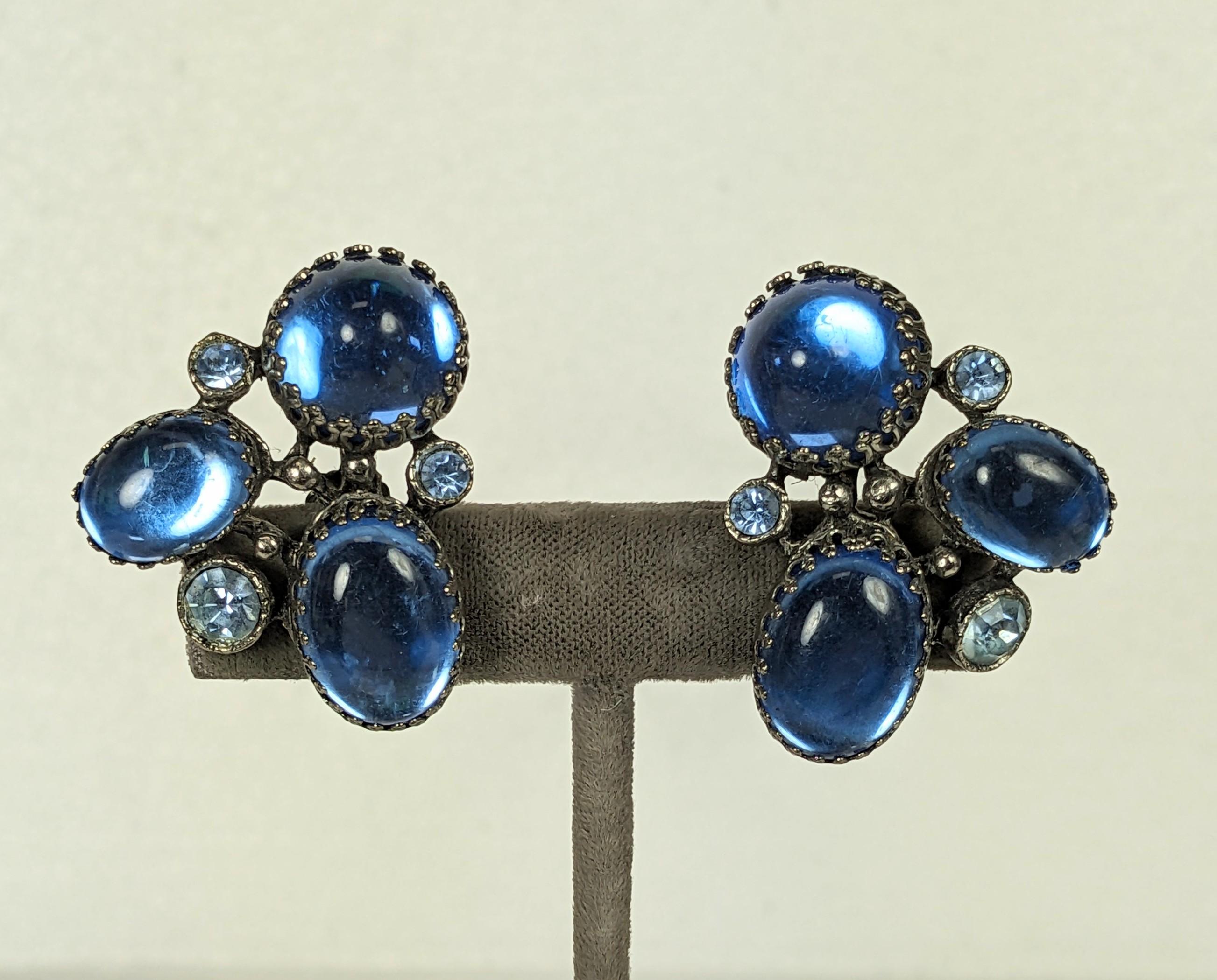 Massive Blue Cabochon Jeweled Suite 1950's.  For Sale 3