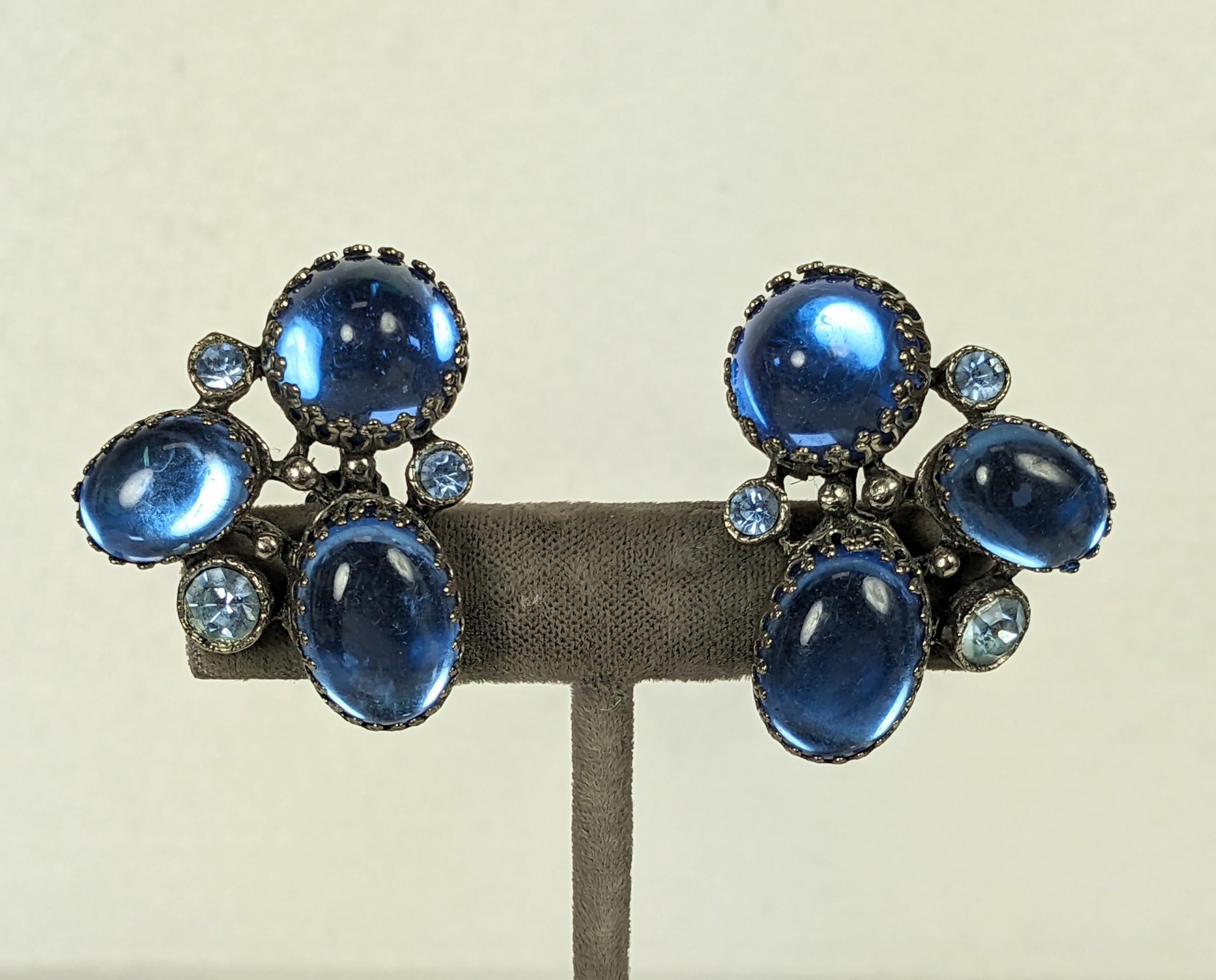 Conjunto masivo de cabujones azules enjoyados Años 50. en venta 3
