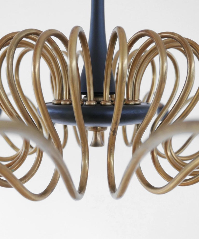 Massive Brass and Black Chandelier at 1stDibs