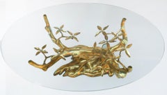 Massive Brass Coffee Table in the Style of Willy Daro, Belgium, 1970s