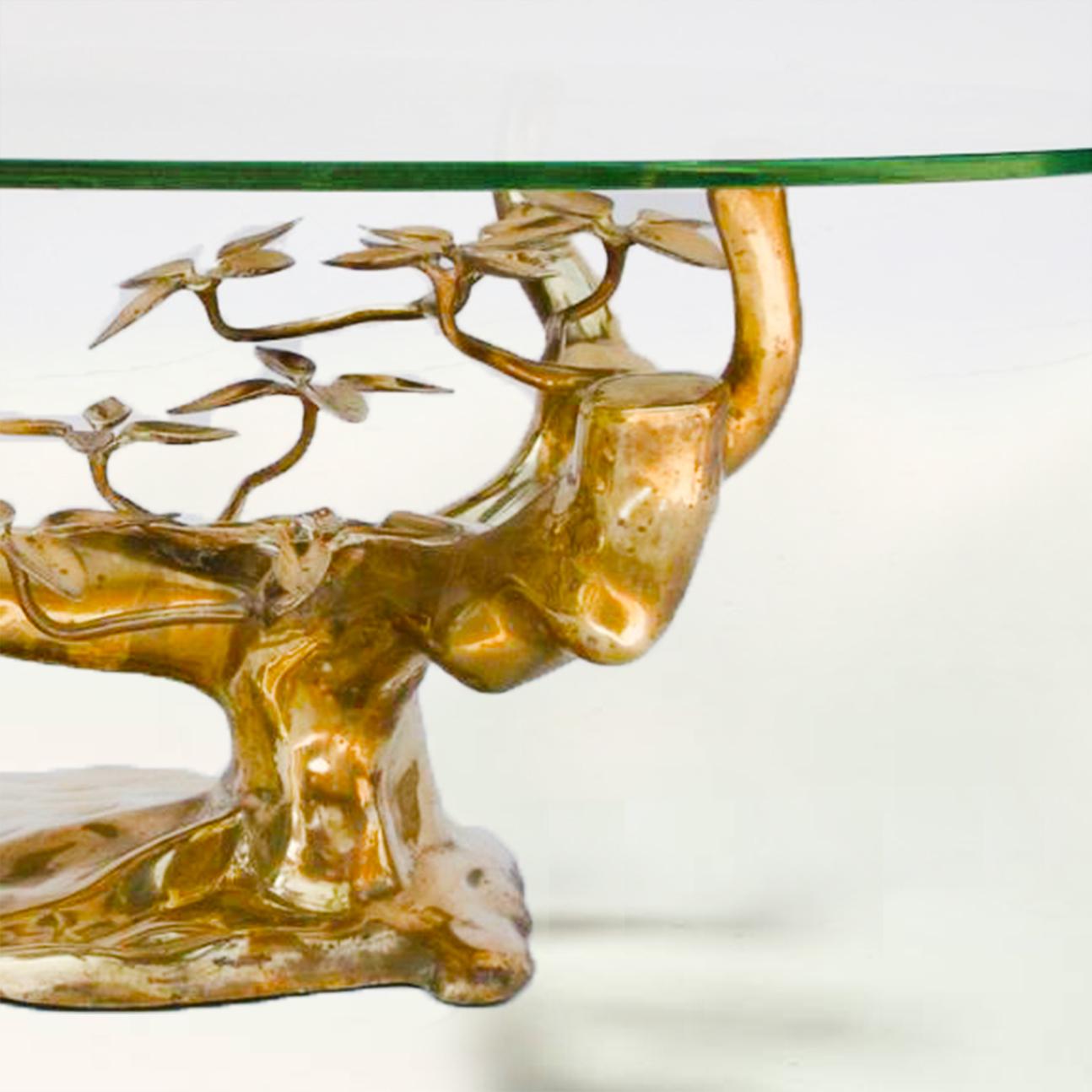 Mid-Century Modern Massive Brass Coffee Table in the Style of Willy Daro, Belgium, 1970s