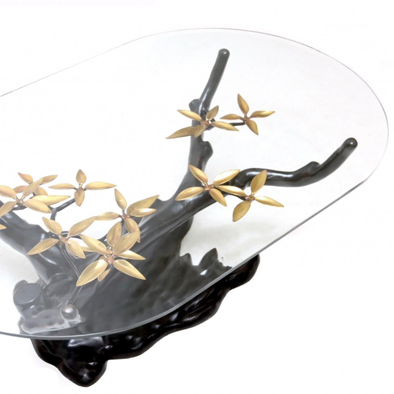 Mid-Century Modern Massive Brass Coffee Table in the Style of Willy, Daro, Belgium, 1970s
