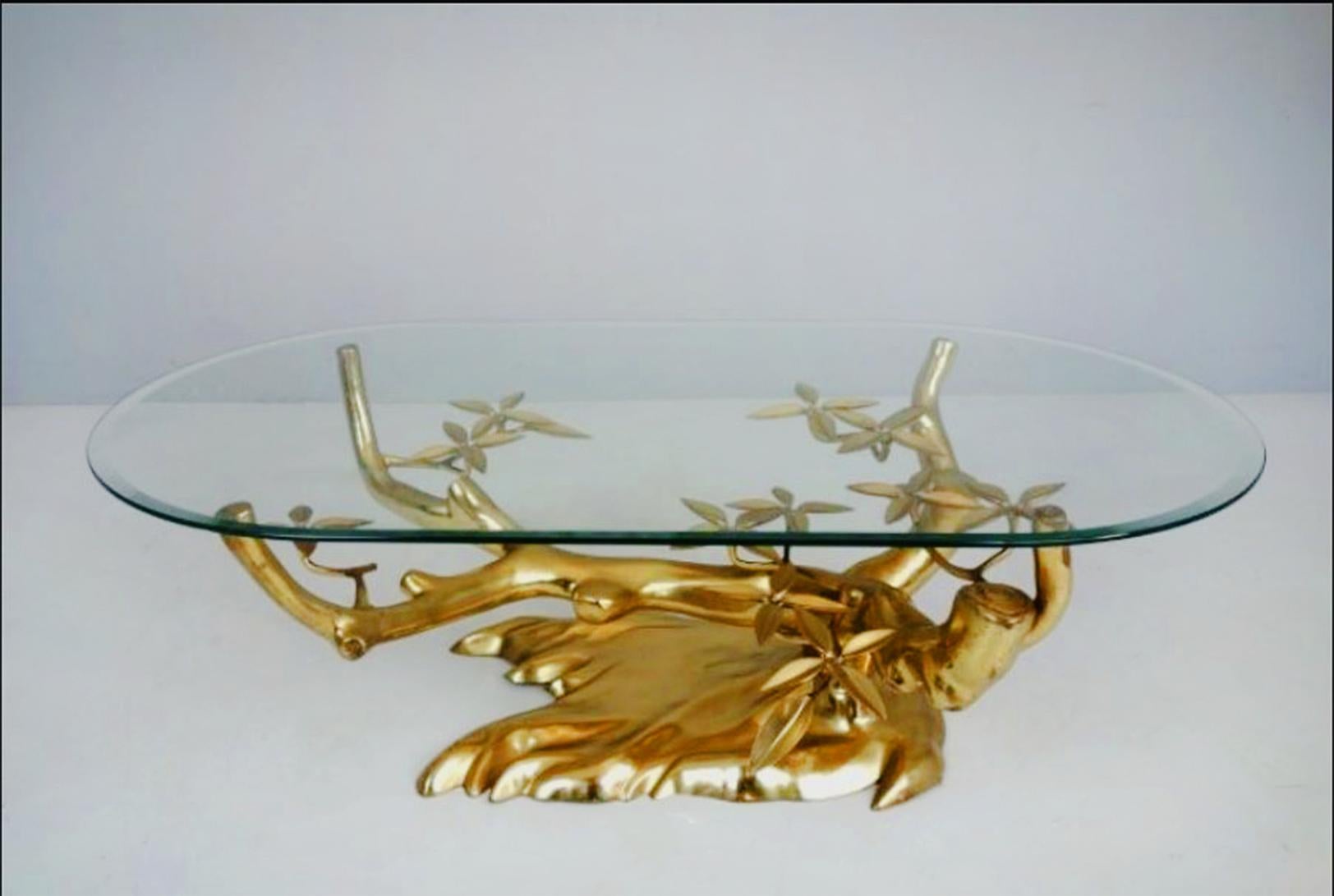 20th Century Massive Brass Coffee Table in the Style of Willy Daro, Belgium, 1970s