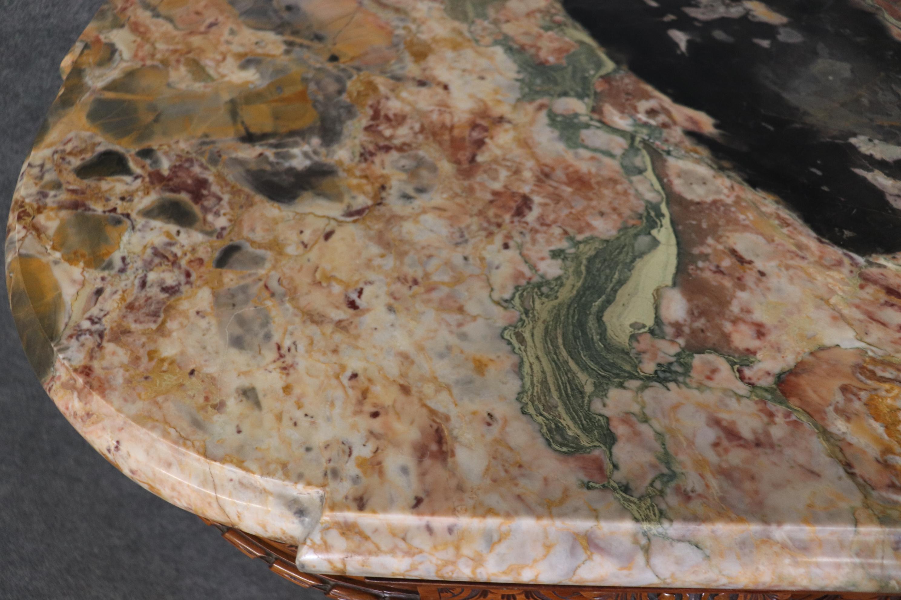 Massive Breccia Vendome Marble Top French Louis XIV Style Walnut Sideboard  8