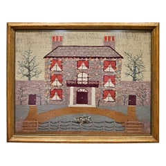Massive British Woolwork Picture of a Country House