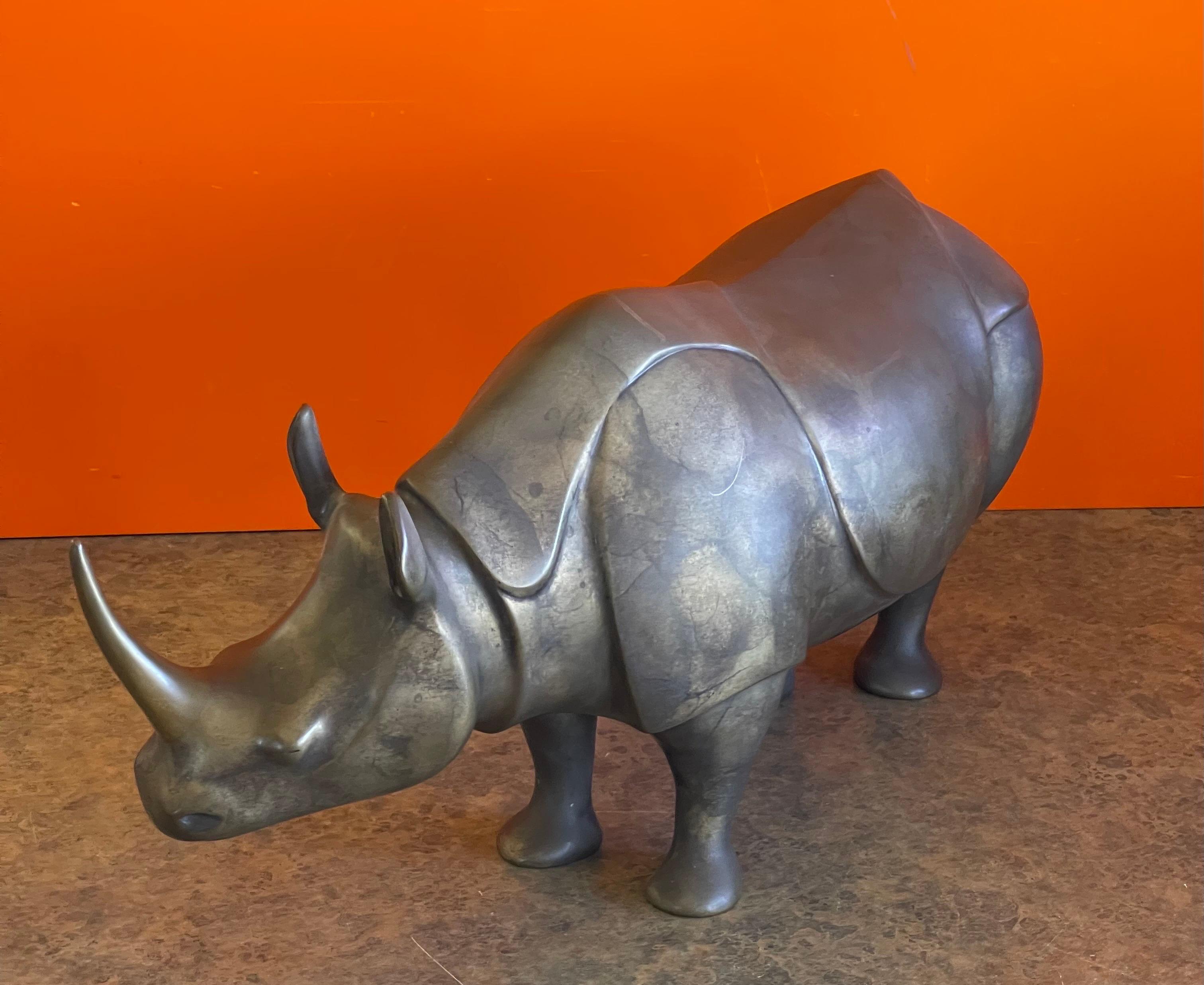 Massive Bronze Artist Proof Rhinoceros Sculpture by Loet Vanderveen For Sale 4