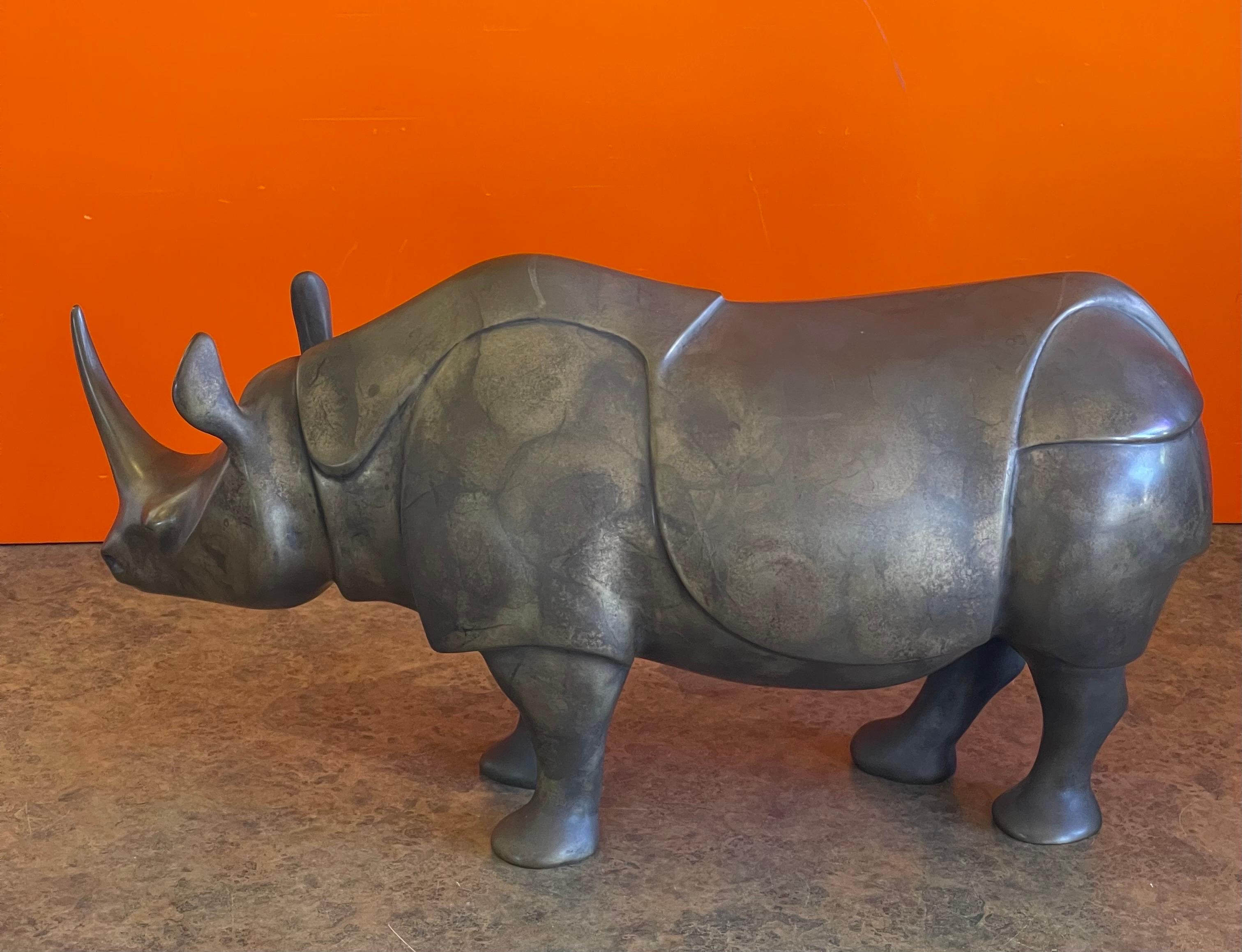 Massive Bronze Artist Proof Rhinoceros Sculpture by Loet Vanderveen For Sale 5