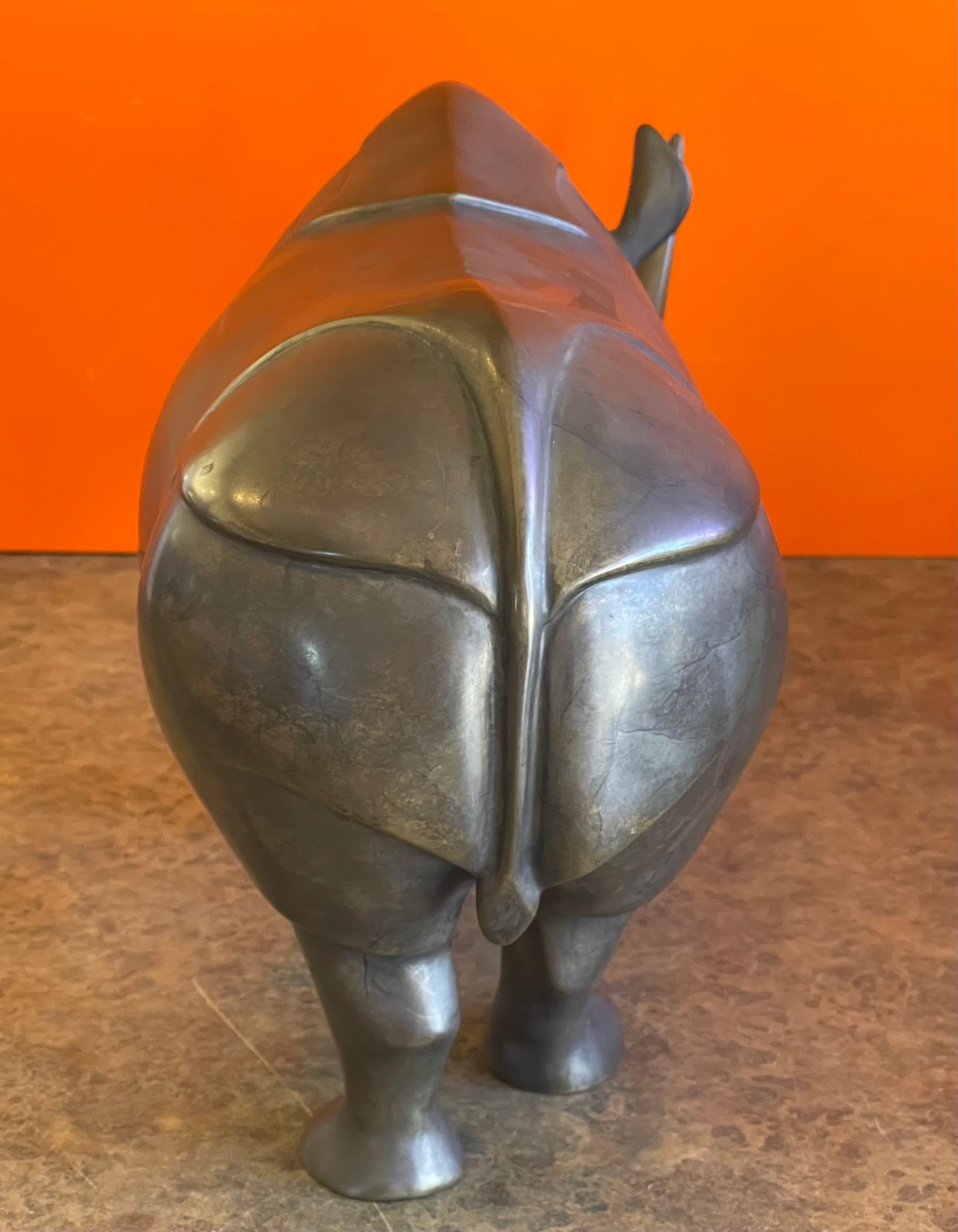 Massive Bronze Artist Proof Rhinoceros Sculpture by Loet Vanderveen For Sale 7