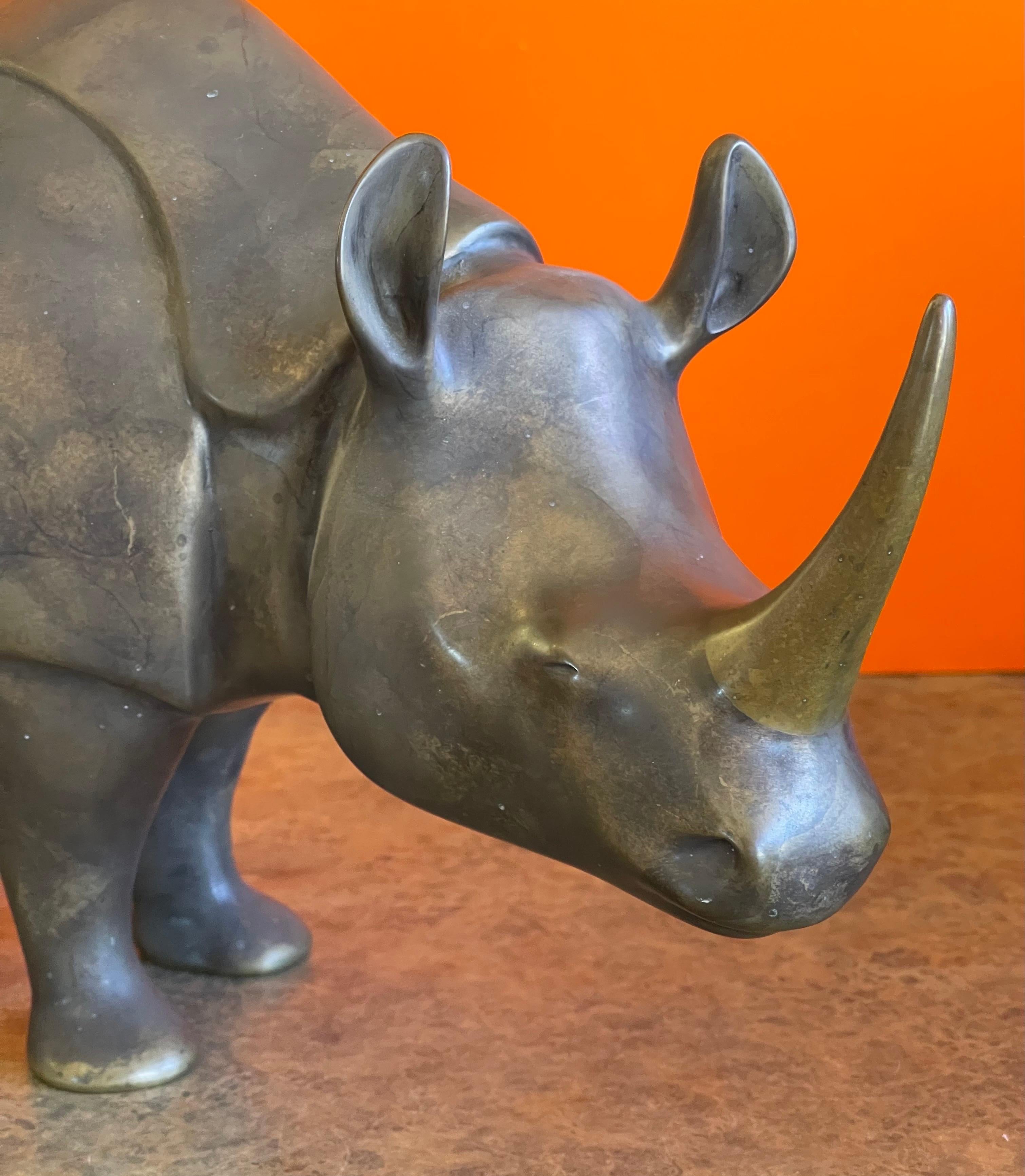 Massive Bronze Artist Proof Rhinoceros Sculpture by Loet Vanderveen For Sale 8