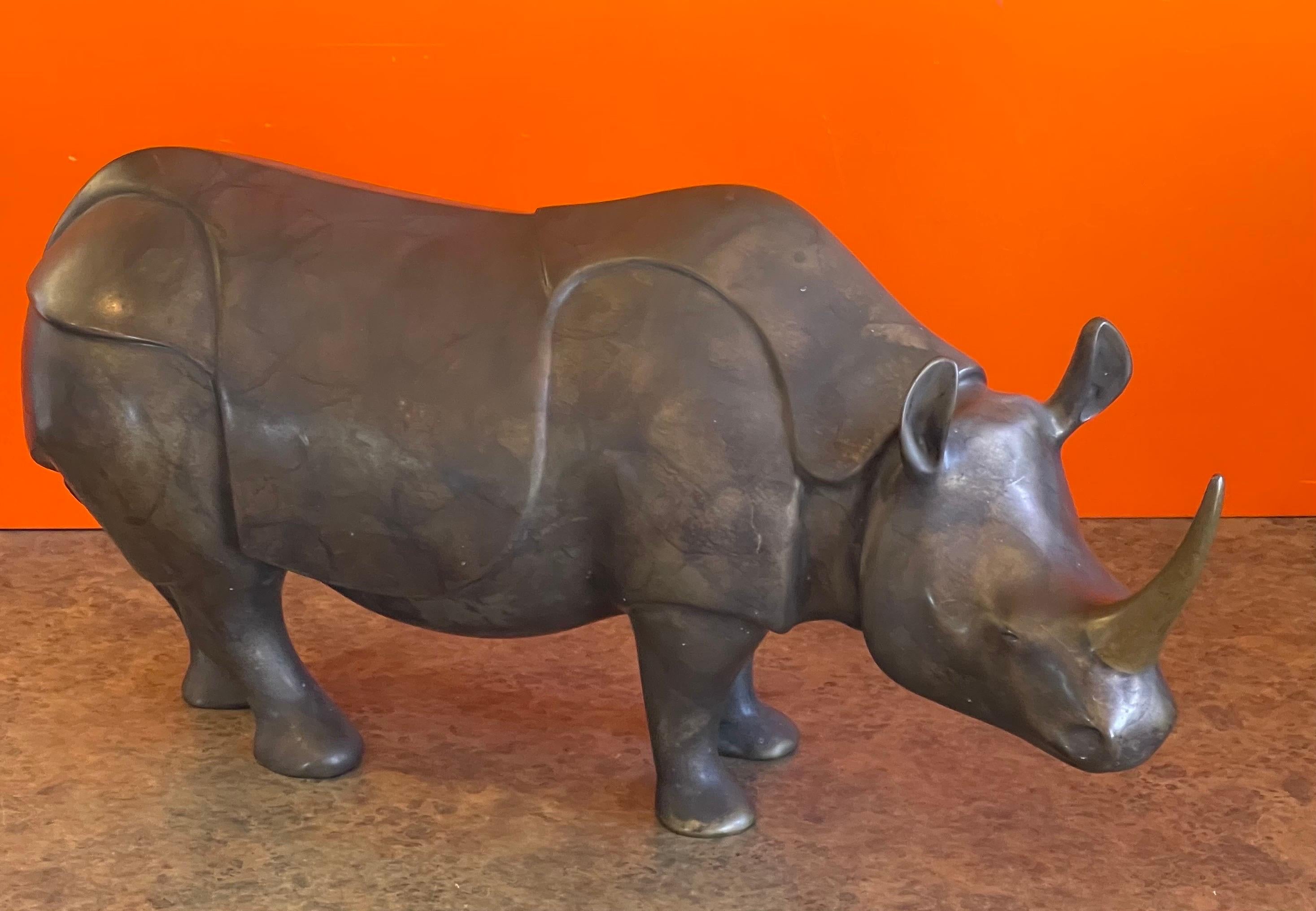 Massive Bronze Artist Proof Rhinoceros Sculpture by Loet Vanderveen For Sale 9