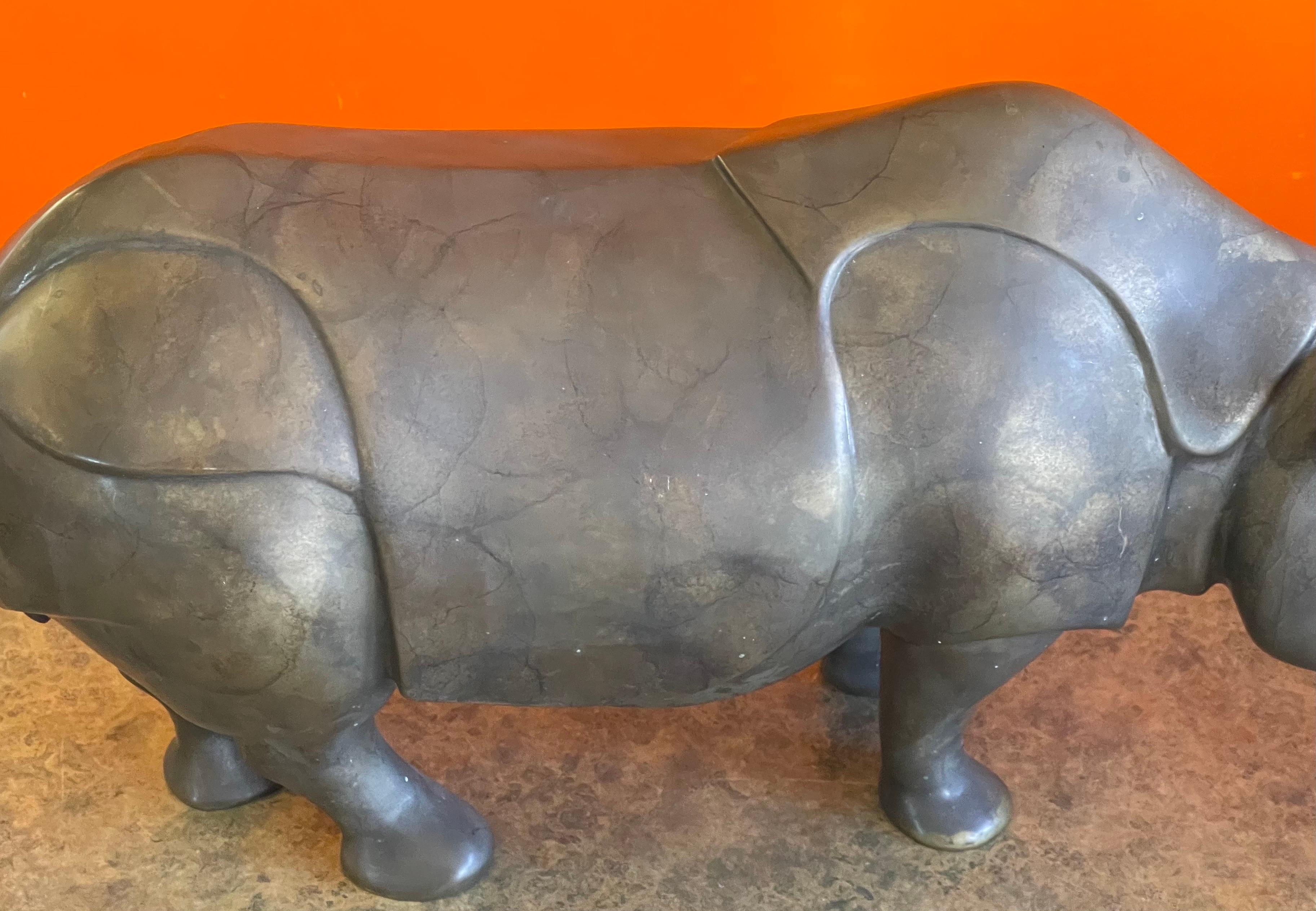 Massive Bronze Artist Proof Rhinoceros Sculpture by Loet Vanderveen For Sale 11