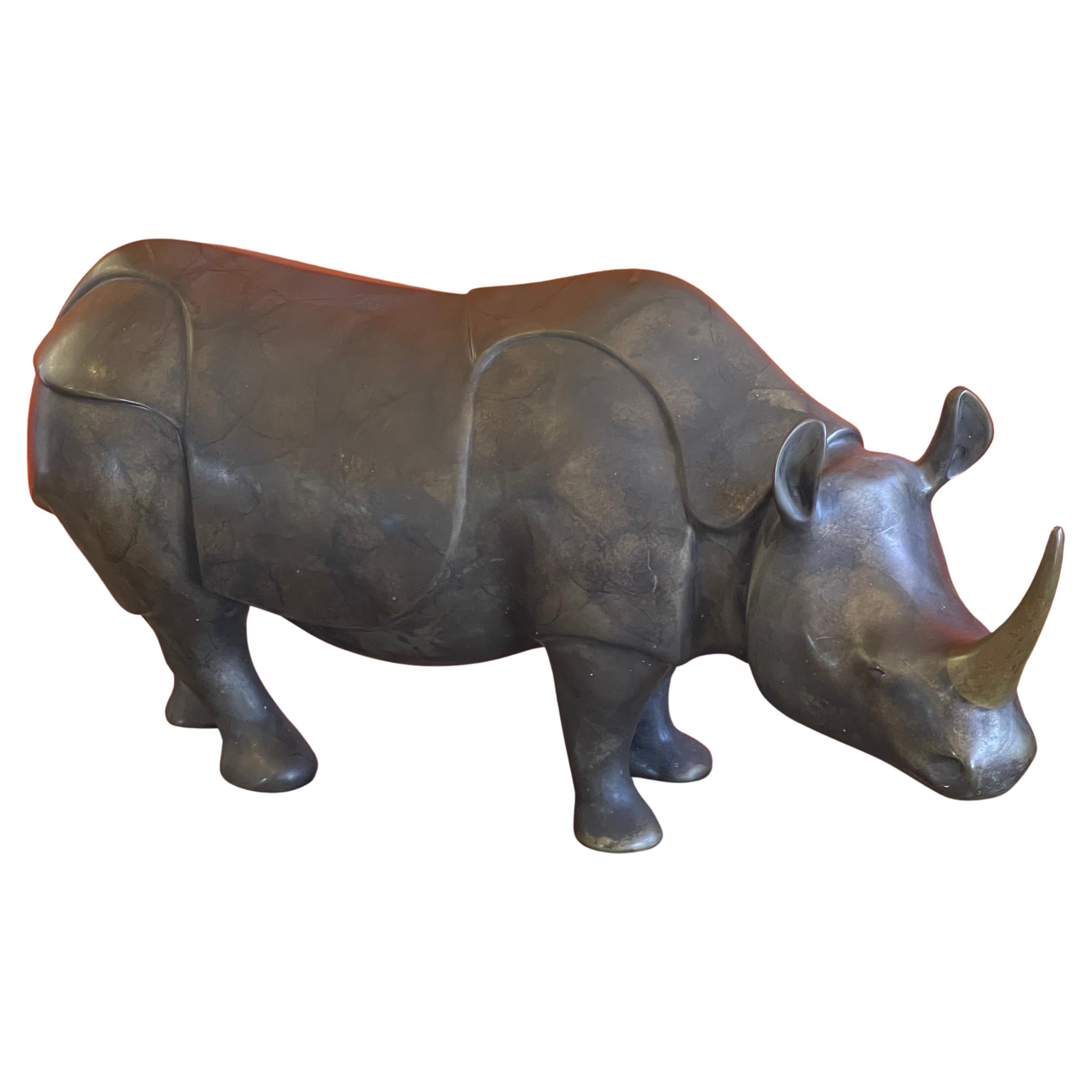 Massive Bronze Artist Proof Rhinoceros Sculpture by Loet Vanderveen For Sale 13