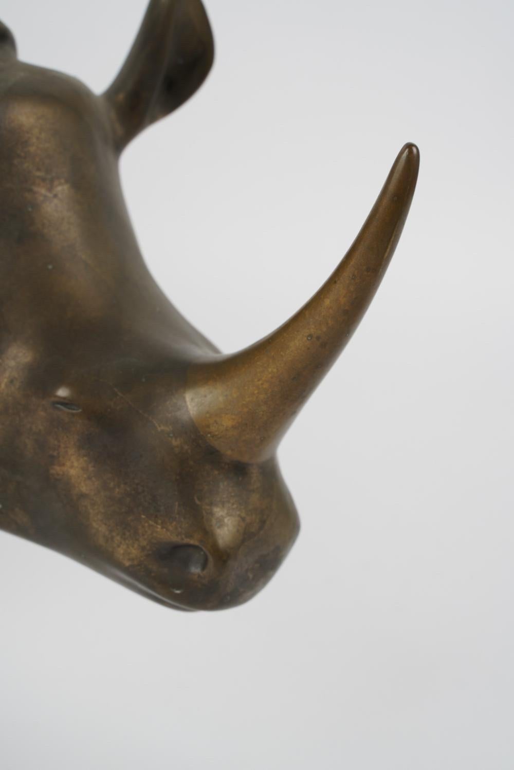 Massive Bronze Artist Proof Rhinoceros Sculpture by Loet Vanderveen In Good Condition For Sale In San Diego, CA