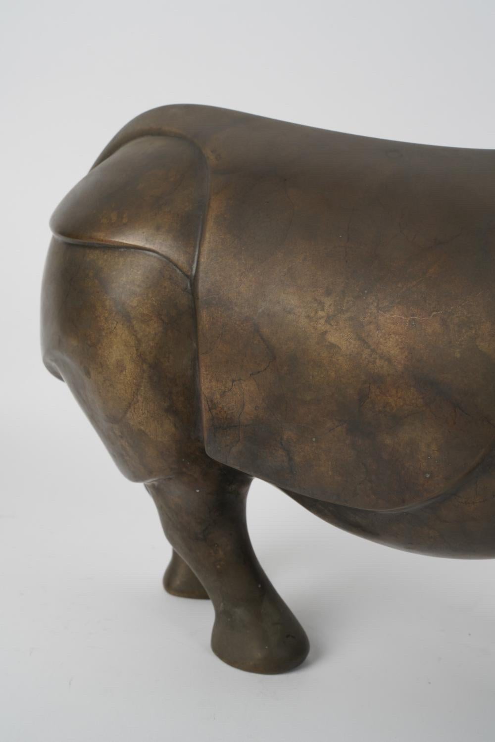 Massive Bronze Artist Proof Rhinoceros Sculpture by Loet Vanderveen For Sale 2