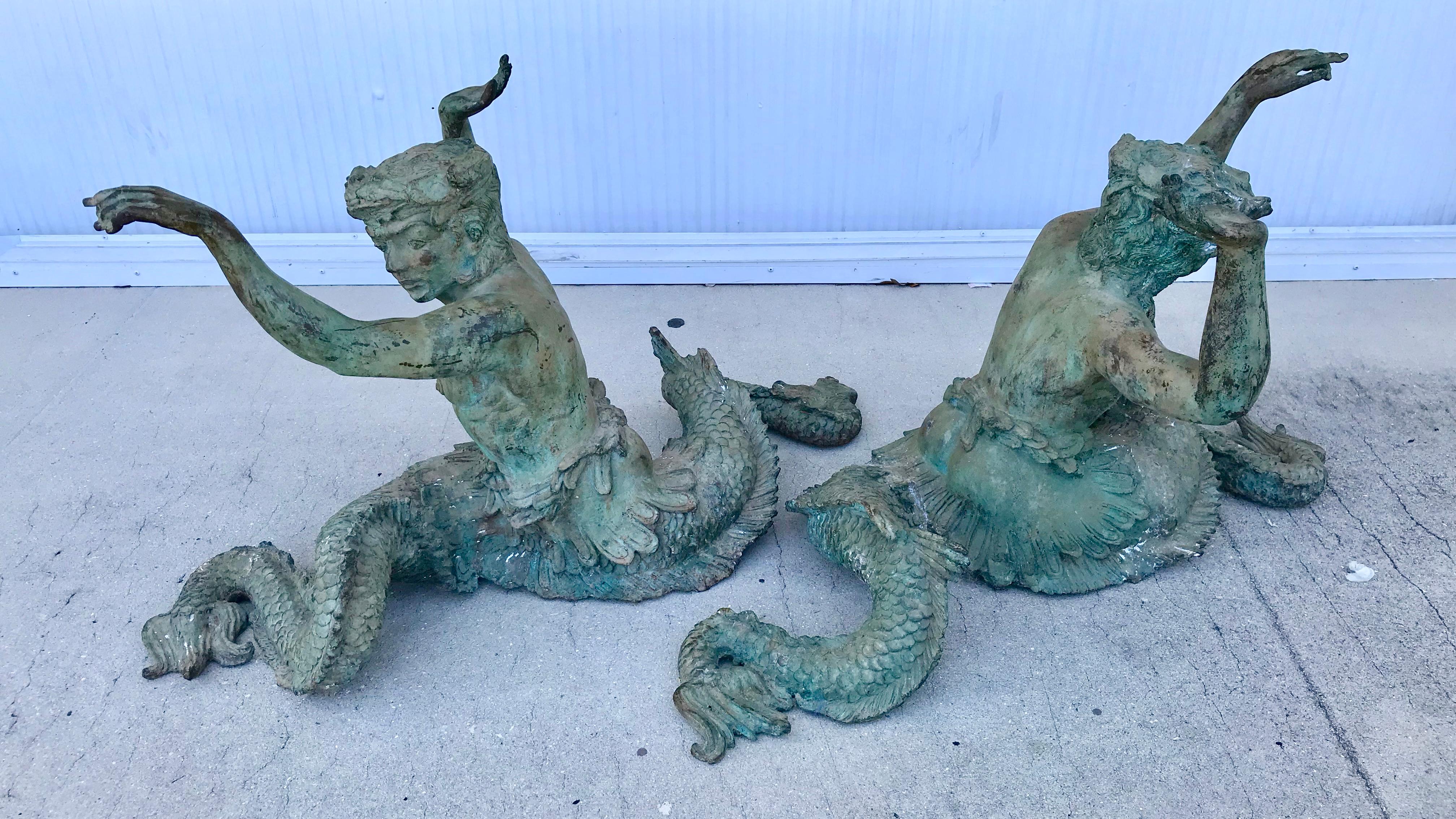 Mid-20th Century Massive Bronze Mermen Table