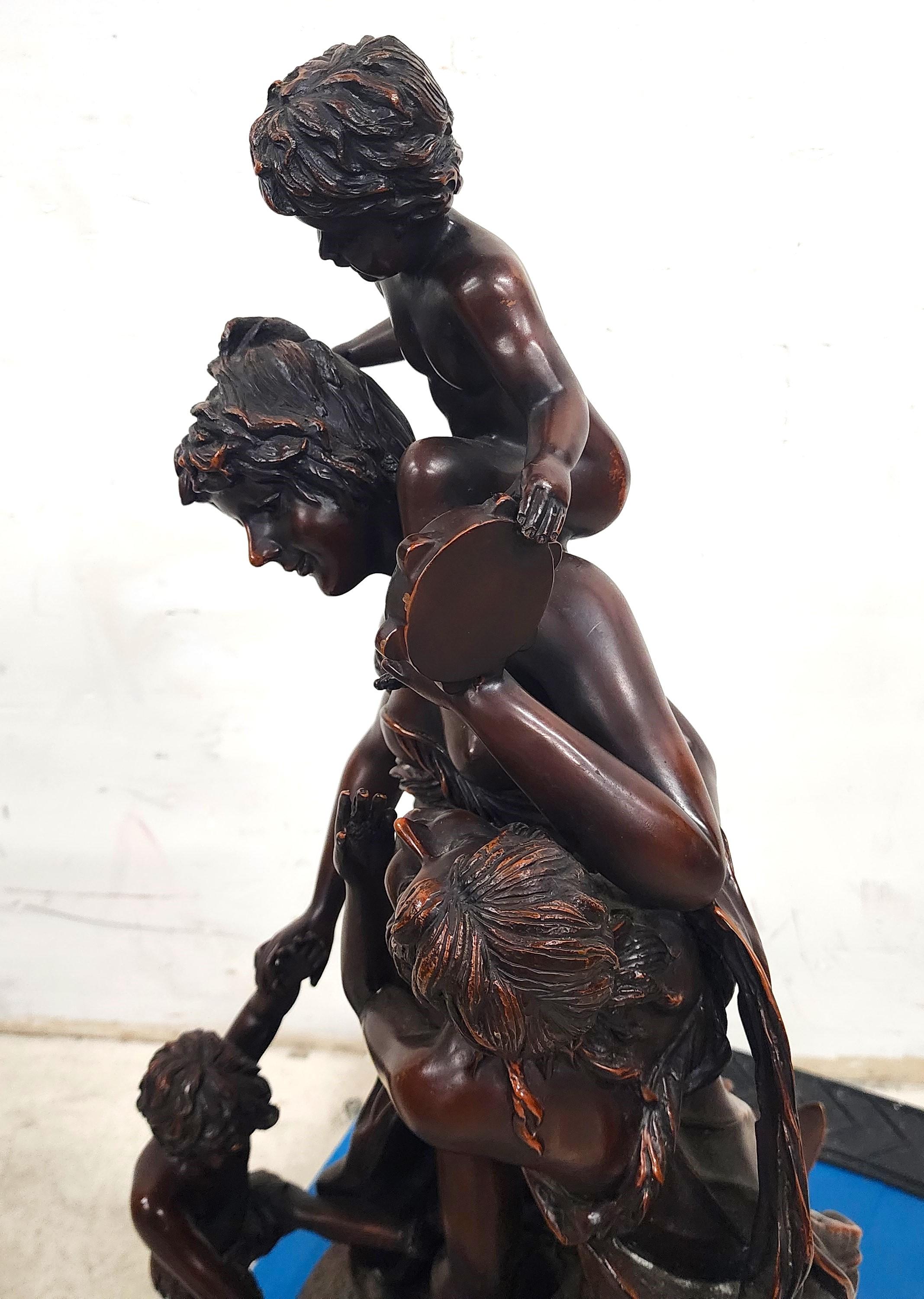 Massive Bronze Sculpture Signed Neoclassical 19th Century  For Sale 6