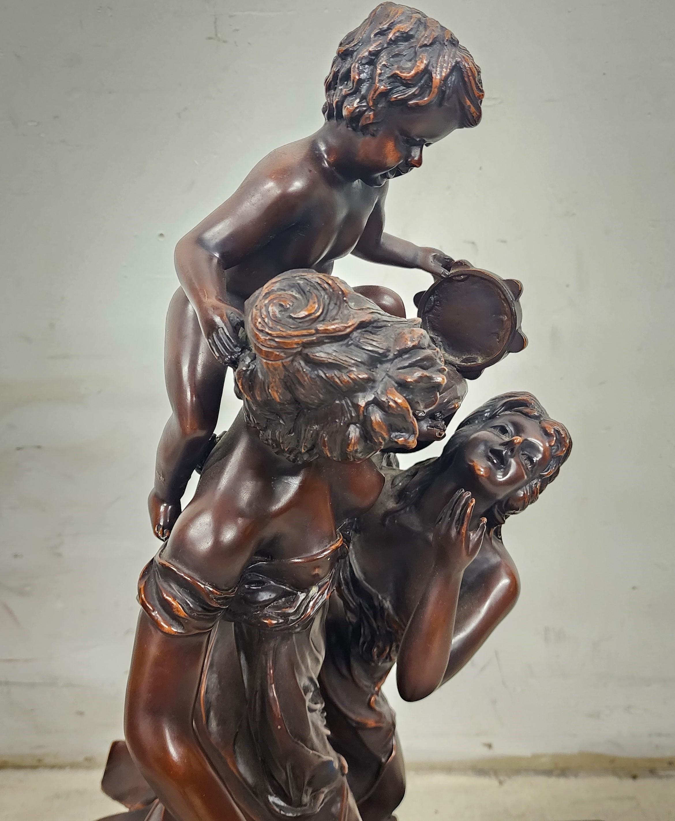 For FULL item description click on CONTINUE READING at the bottom of this page.

Offering One Of Our Recent Palm Beach Estate Fine Furniture Acquisitions Of A
A Massive Signed Neoclassical 19th Century Bronze Sculpture Depicting a Whimsical Scene of