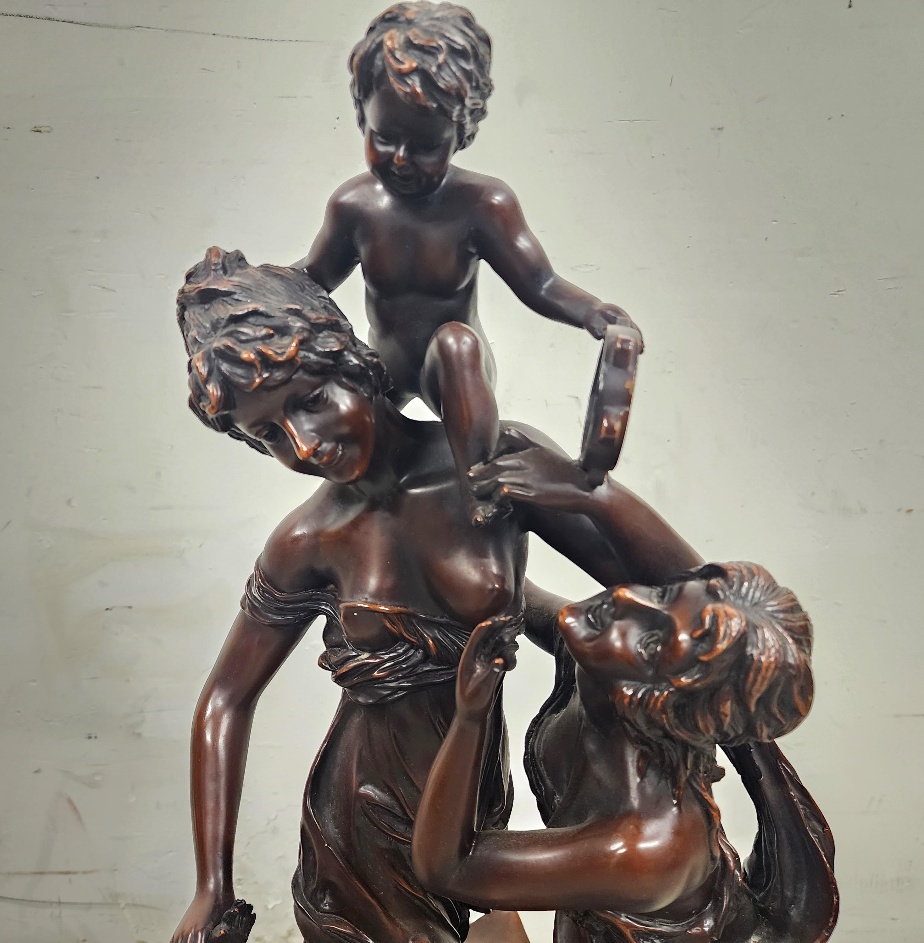 Massive Bronze Sculpture Signed Neoclassical 19th Century  For Sale 2