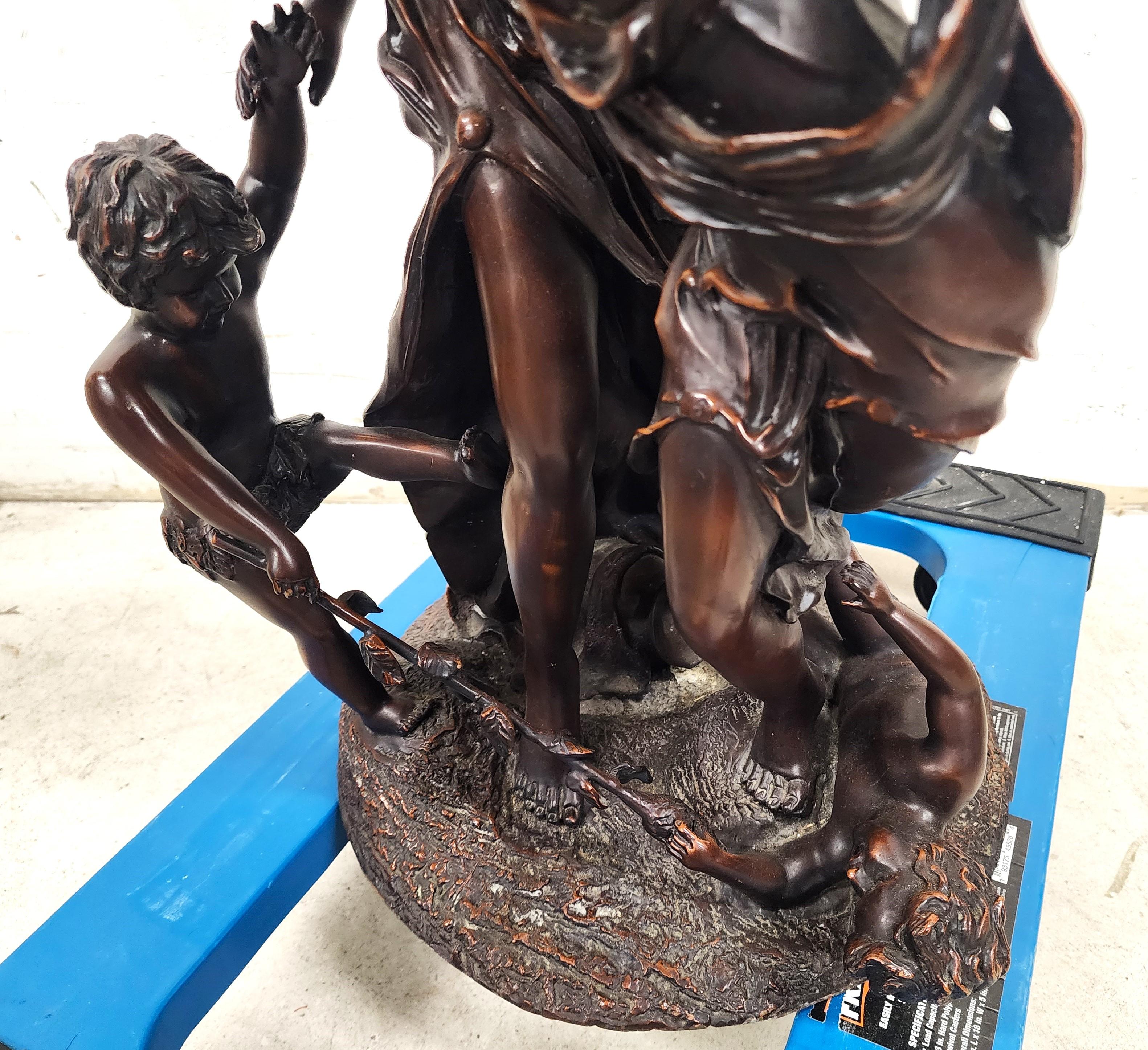 Massive Bronze Sculpture Signed Neoclassical 19th Century  For Sale 5