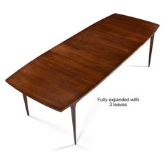 Massive Broyhill Brasilia Extending Walnut Dining Table with Three Leaves